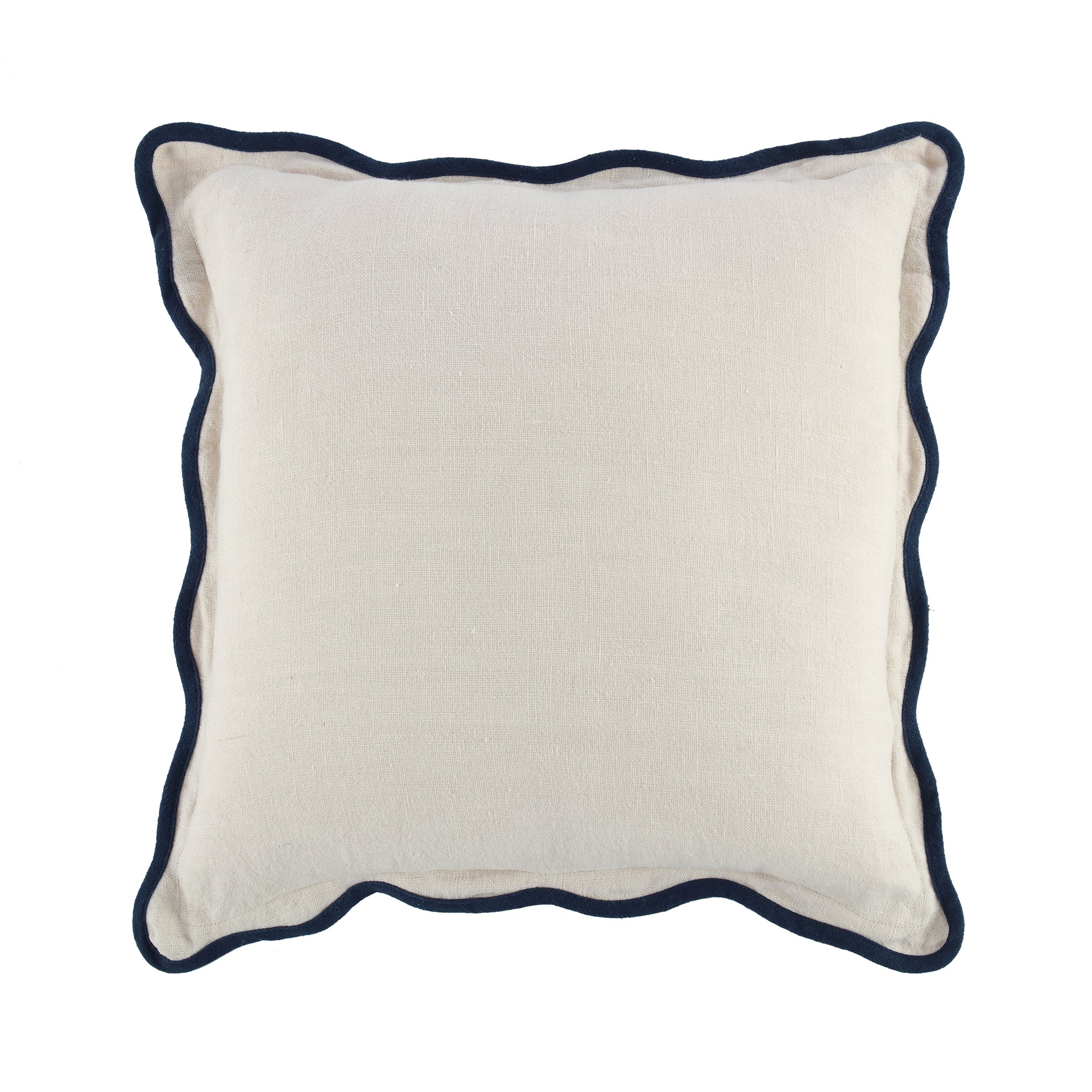 Evie Linen Prussian Blue Scalloped Square Pillow