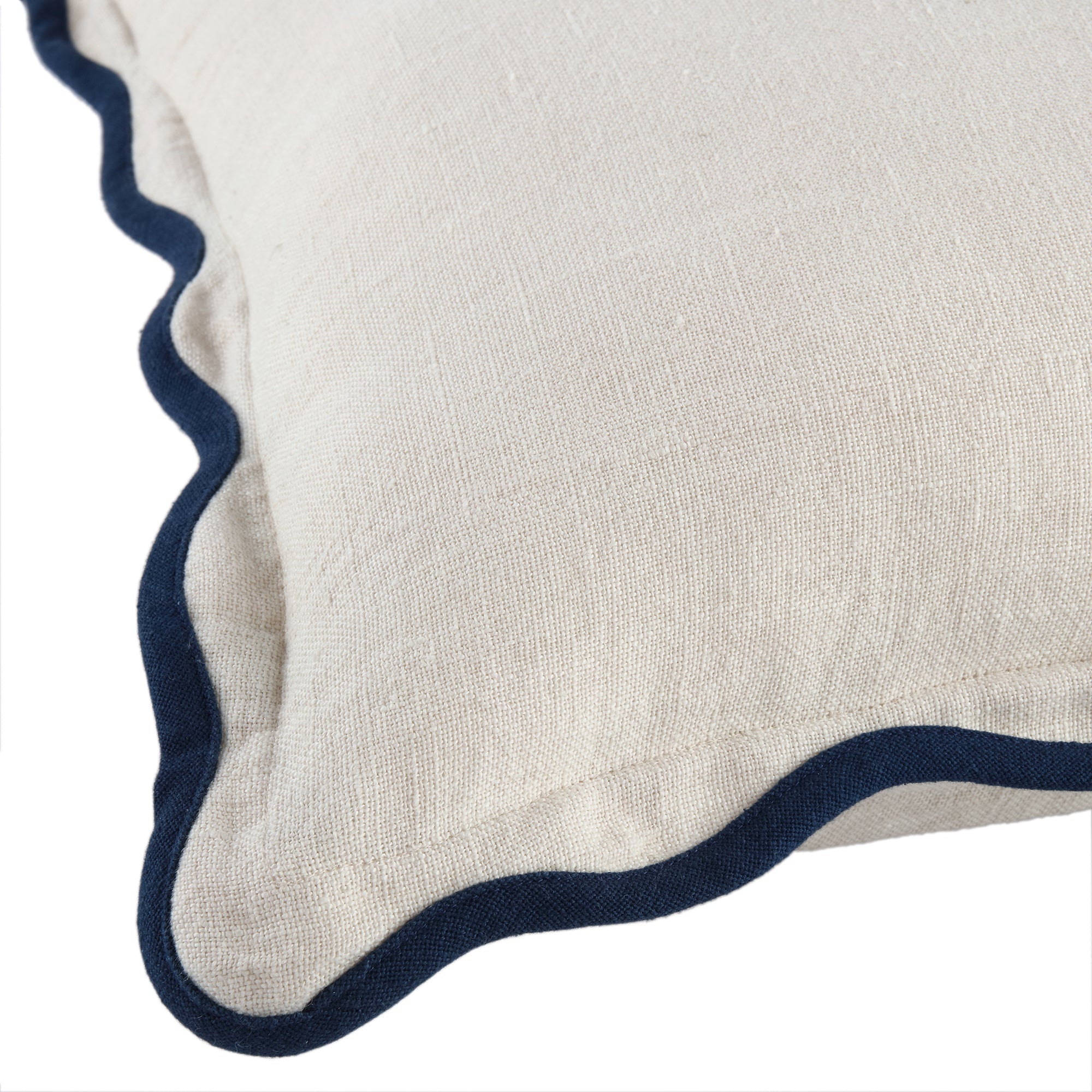 Evie Linen Prussian Blue Scalloped Square Pillow