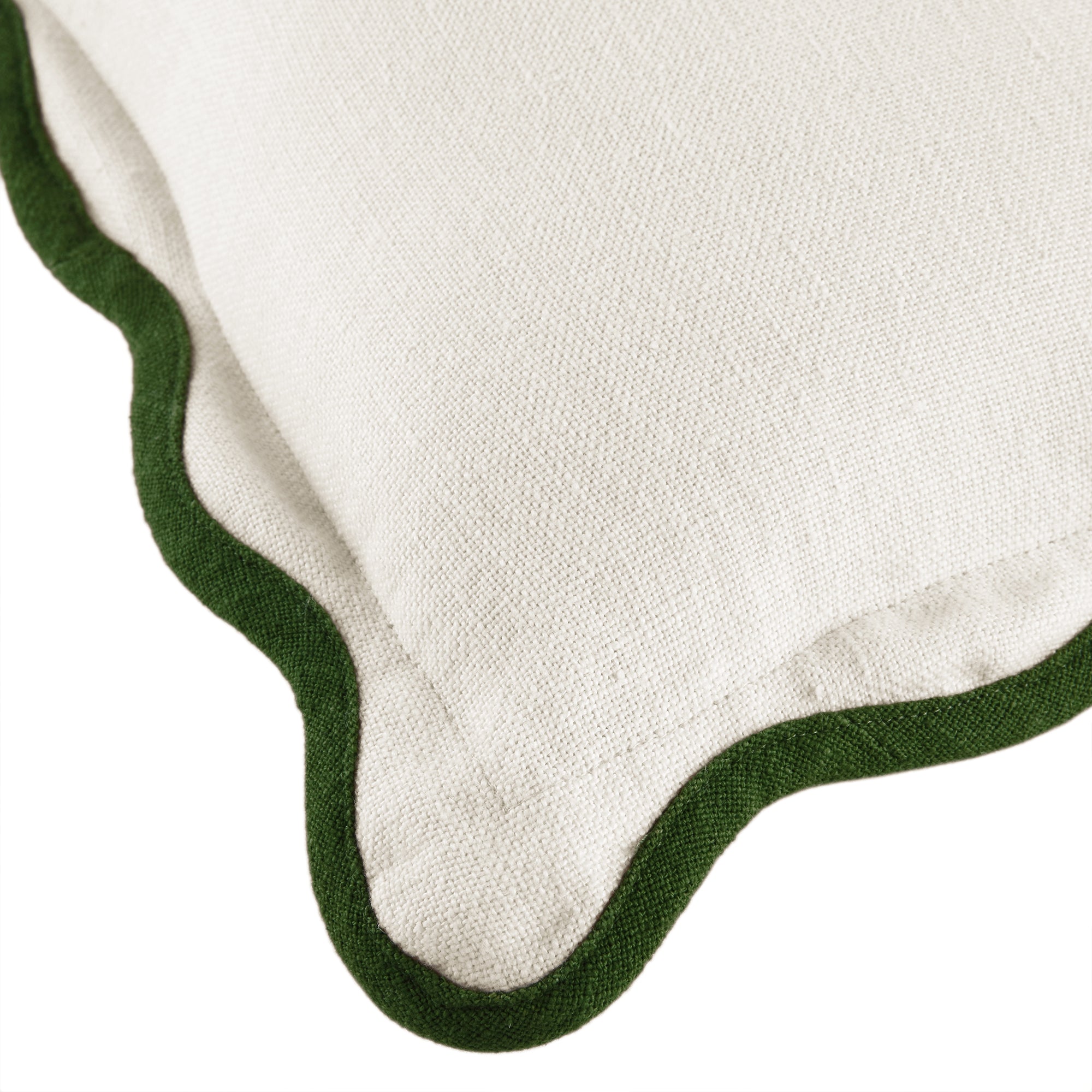 Evie Linen Cedar Green Scalloped Rectangular Pillow