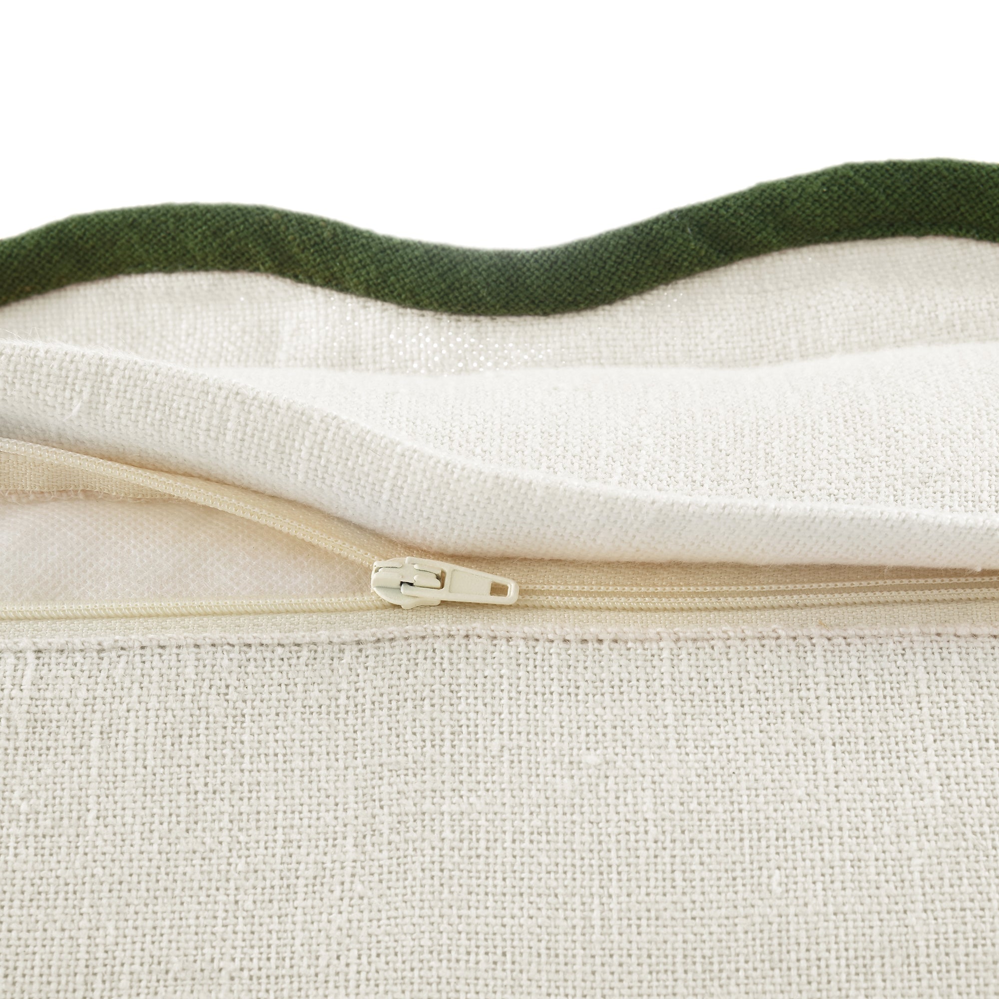 Evie Linen Cedar Green Scalloped Rectangular Pillow