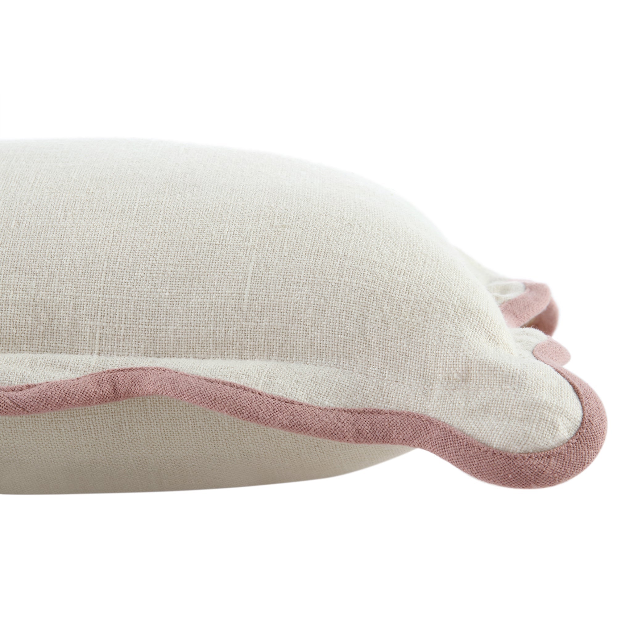 Evie Linen Dusky Pink Scalloped Rectangular Pillow