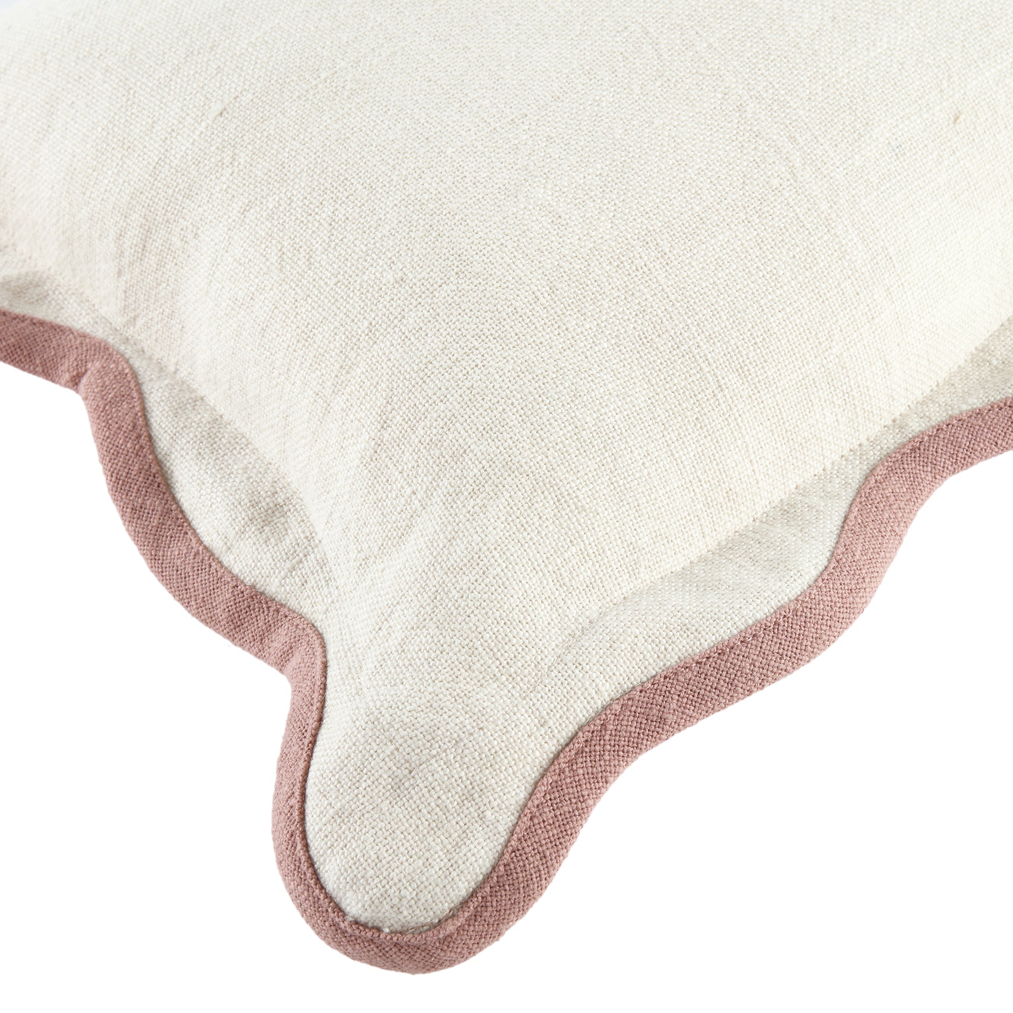 Evie Linen Dusky Pink Scalloped Rectangular Pillow