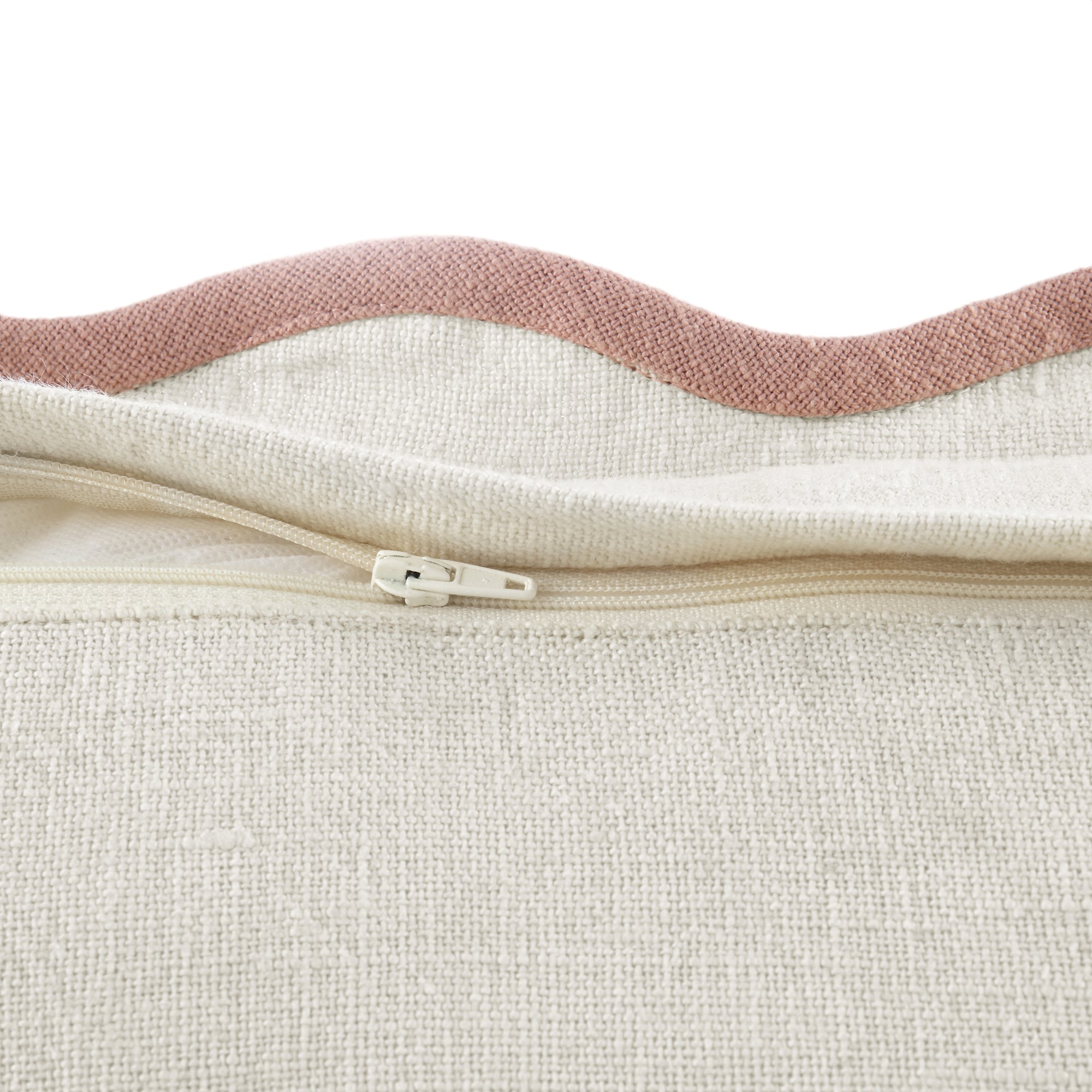 Evie Linen Dusky Pink Scalloped Rectangular Pillow