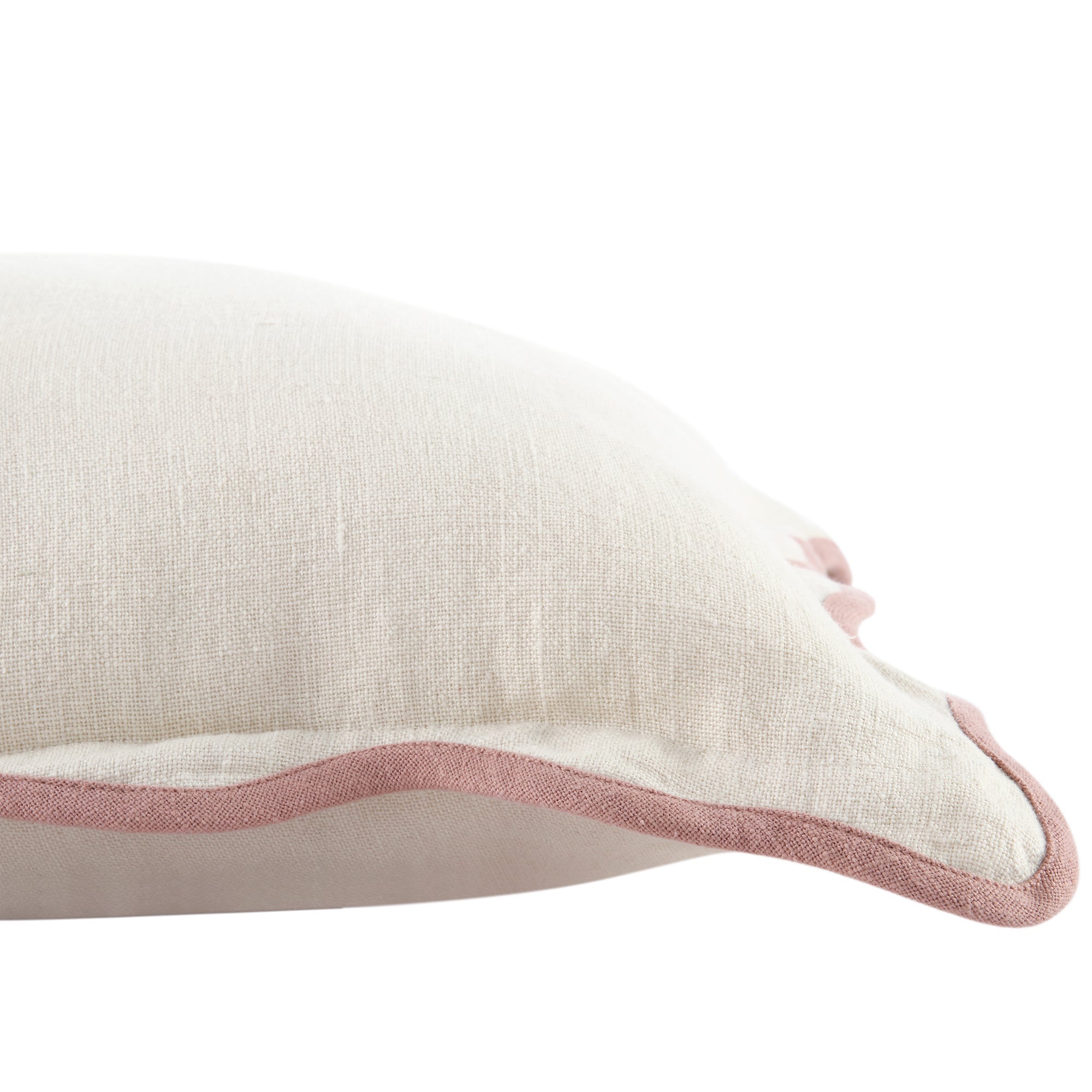 Evie Linen Dusky Pink Scalloped Square Pillow