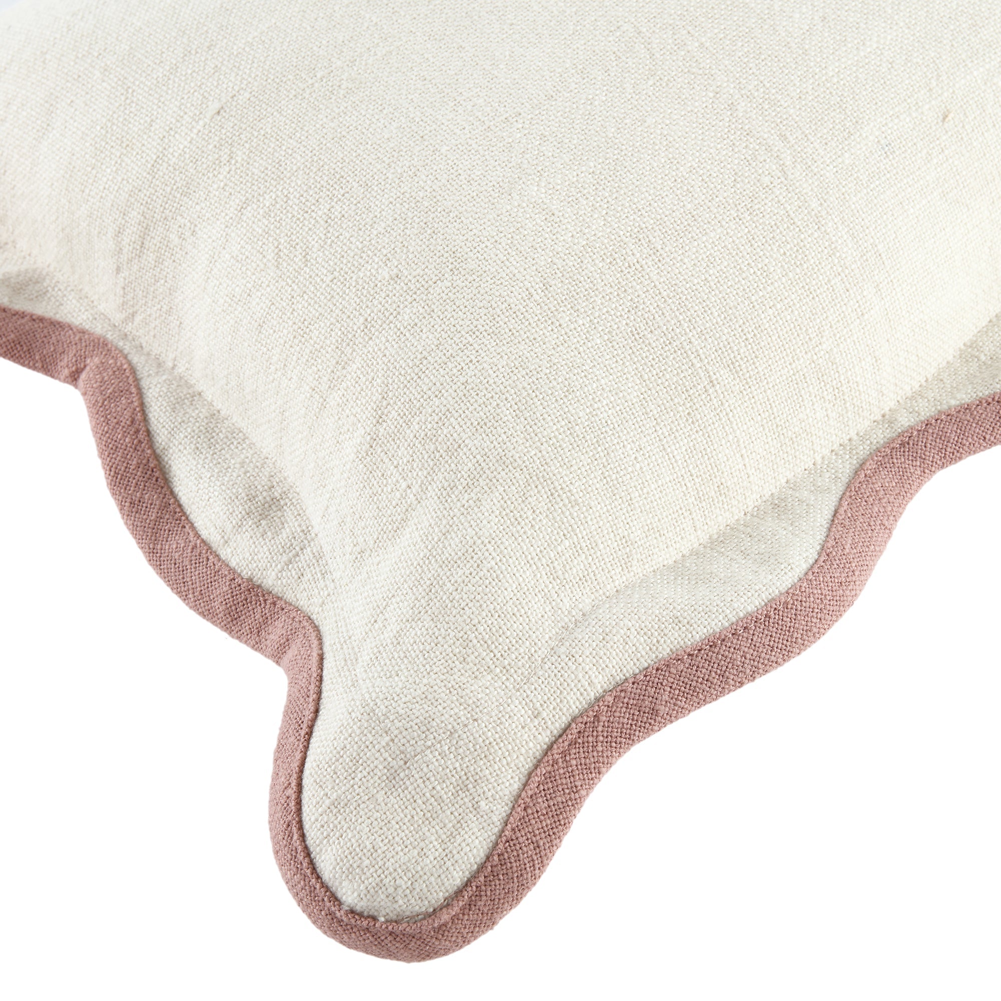 Evie Linen Dusky Pink Scalloped Square Pillow