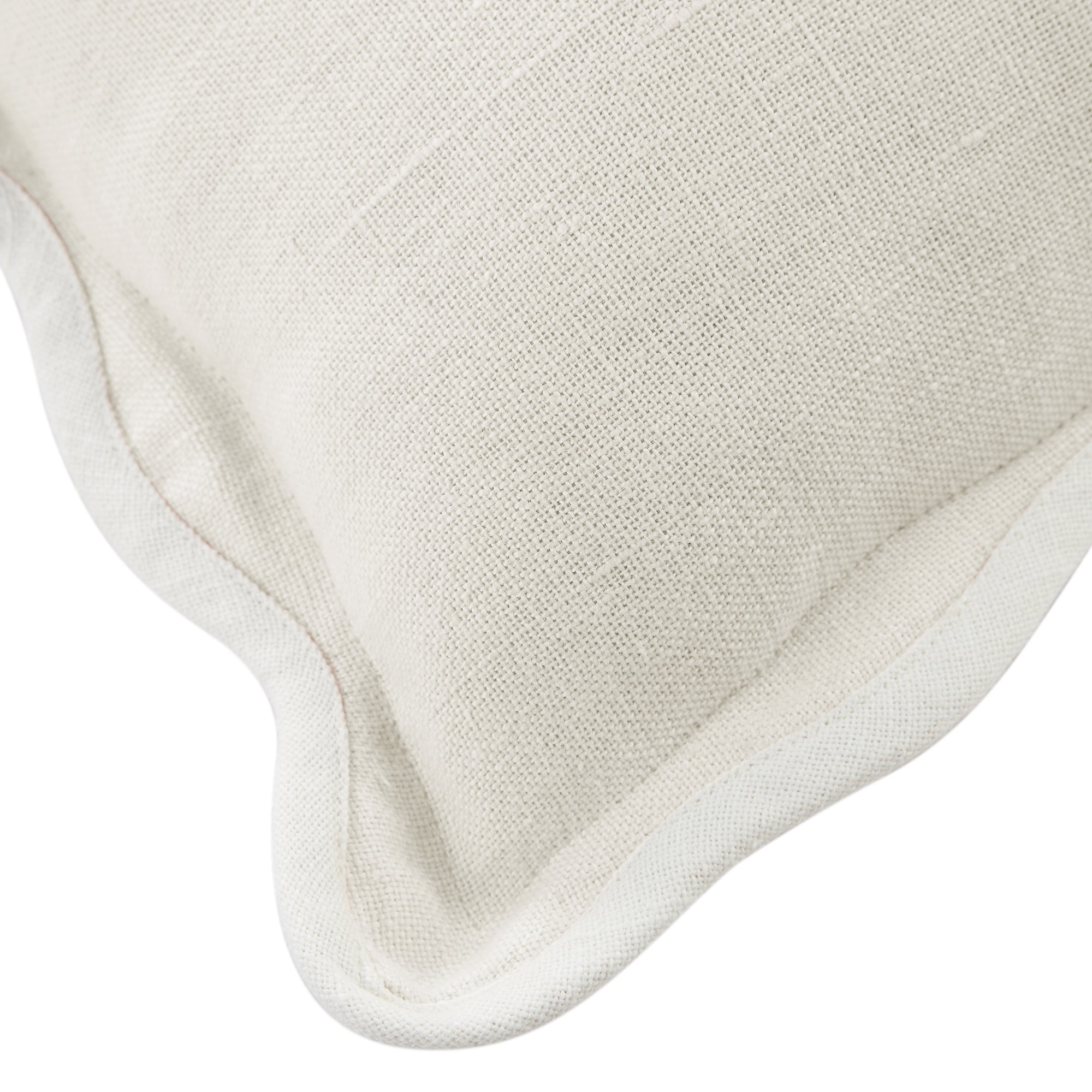 Evie Linen Powder White Scalloped Rectangular Pillow