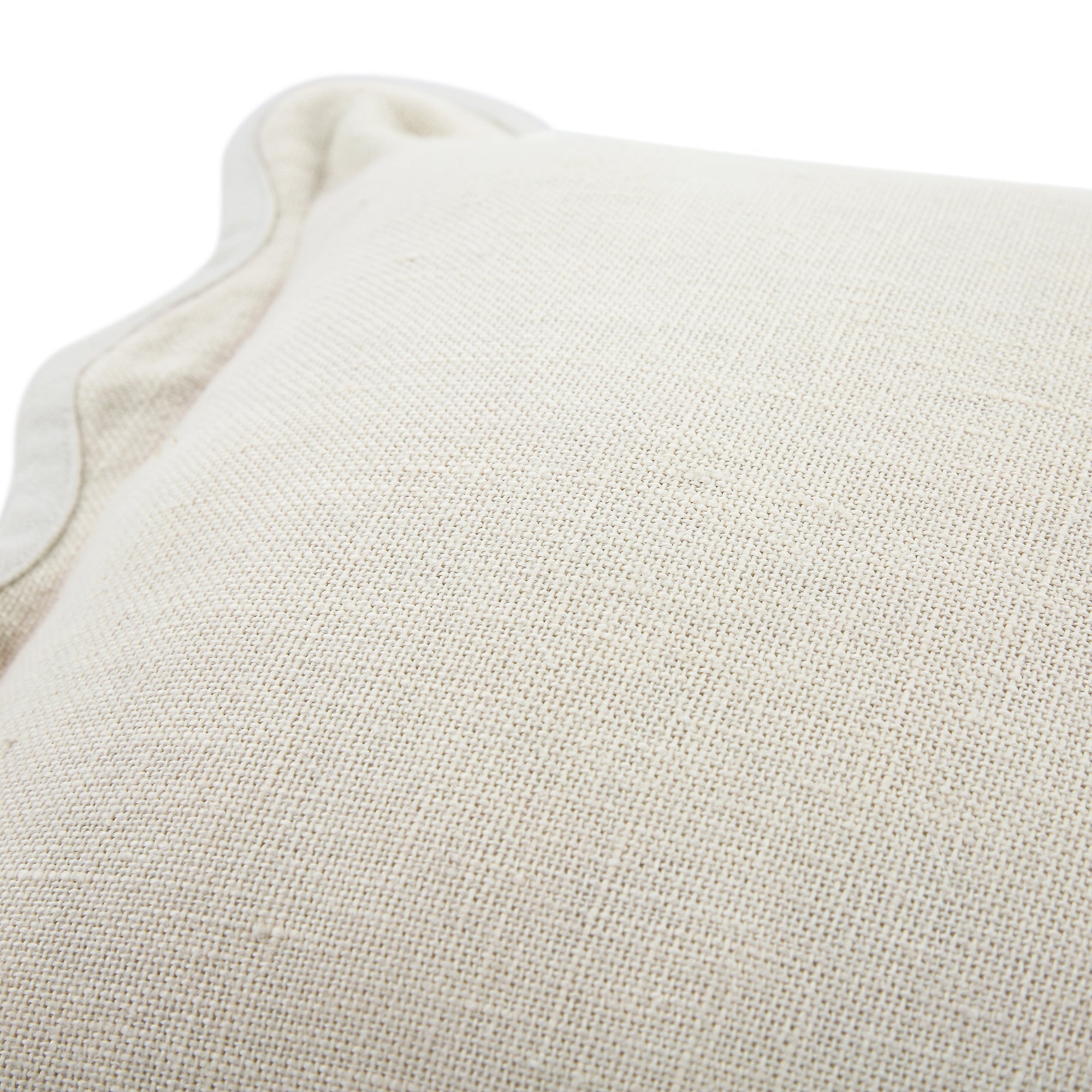 Evie Linen Powder White Scalloped Rectangular Pillow