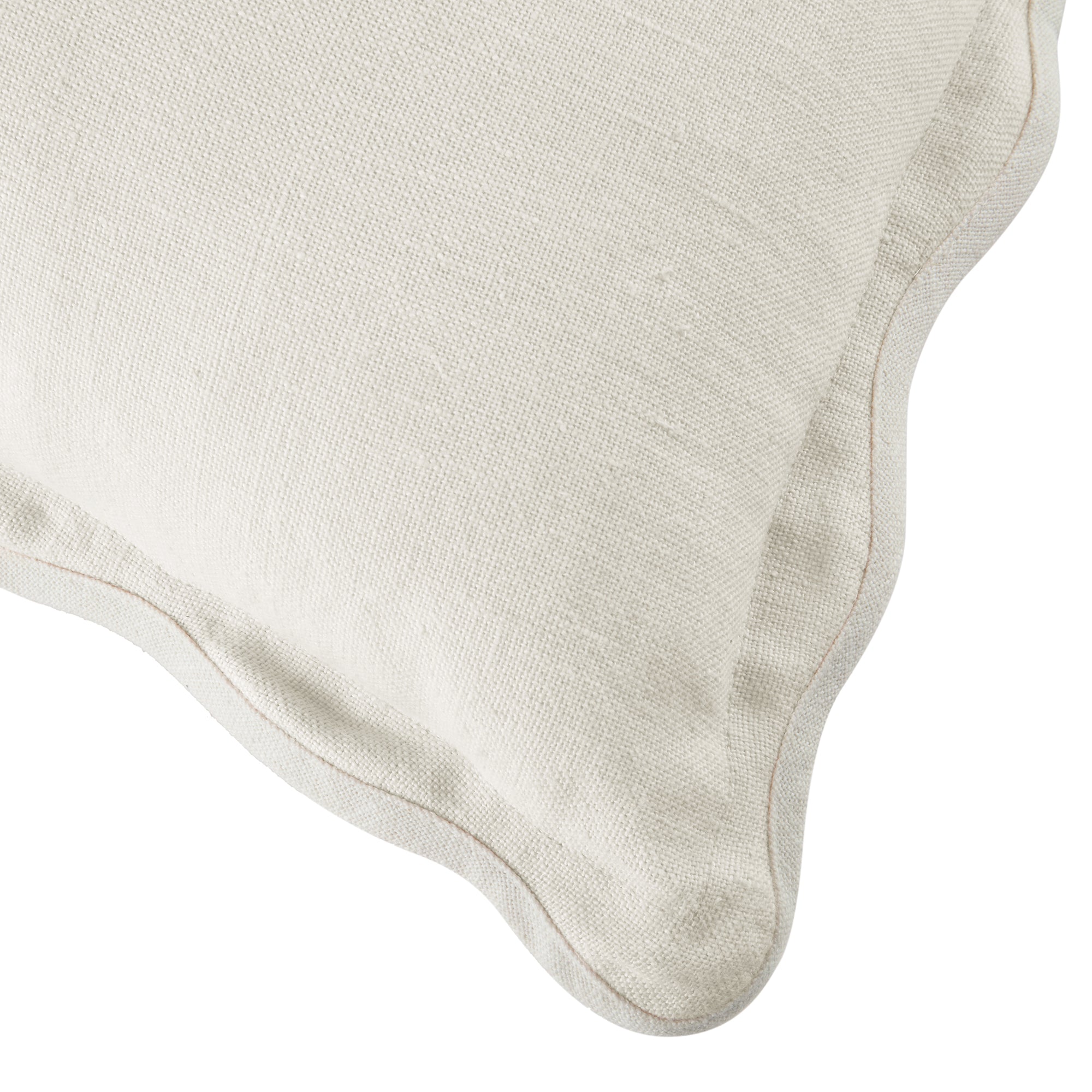 Evie Linen Powder White Scalloped Square Pillow