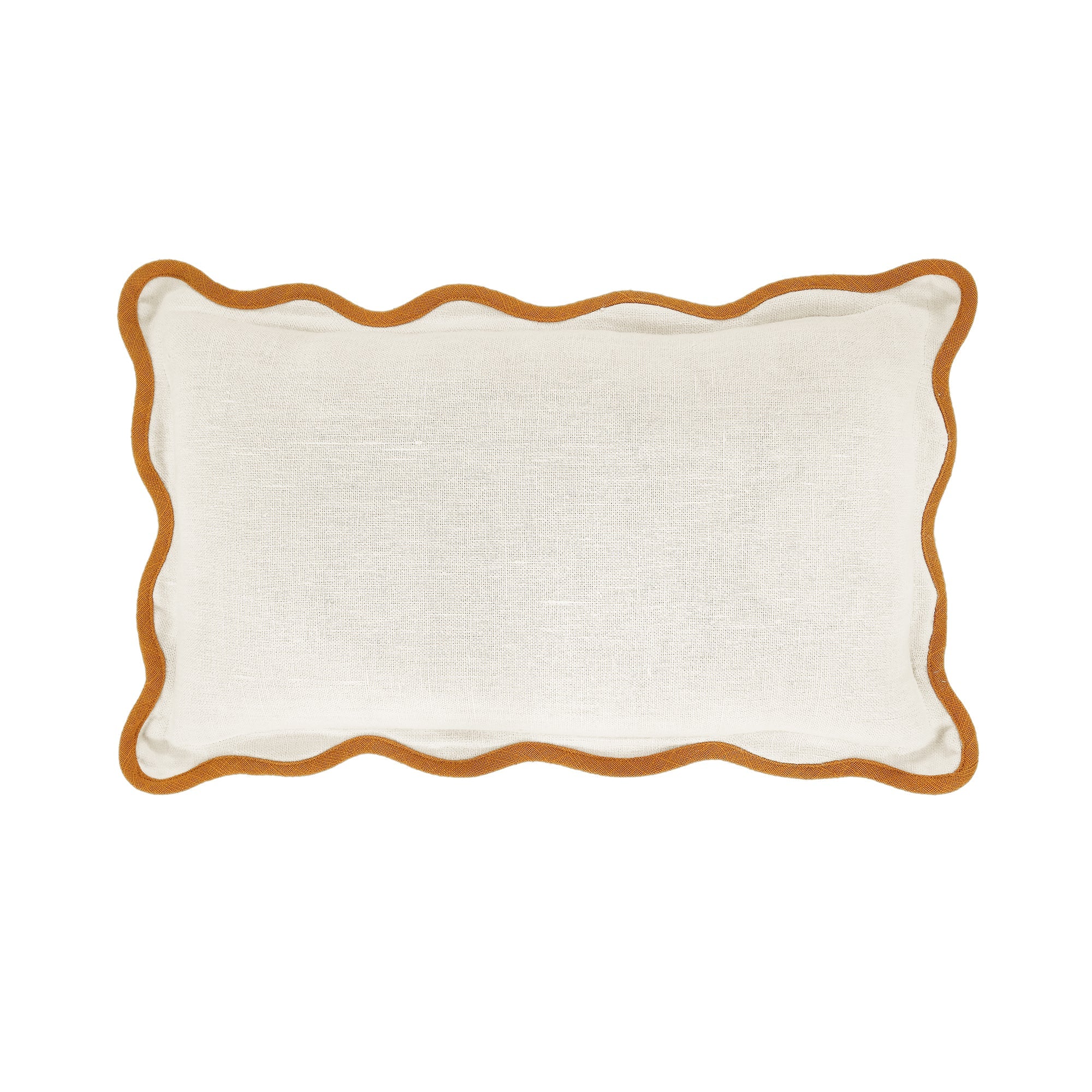 Evie Linen Butterscotch Scalloped Rectangular Pillow