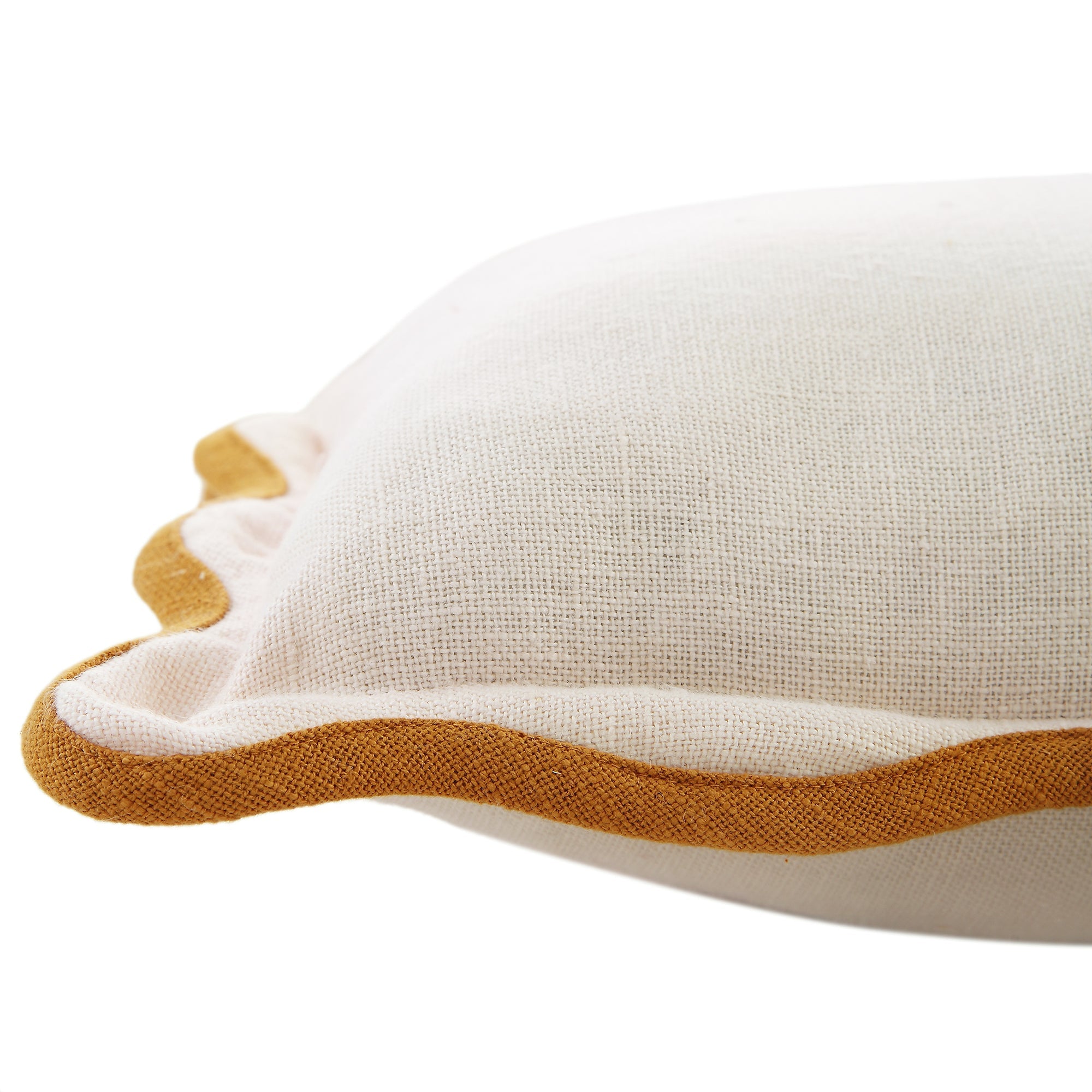 Evie Linen Butterscotch Scalloped Rectangular Pillow