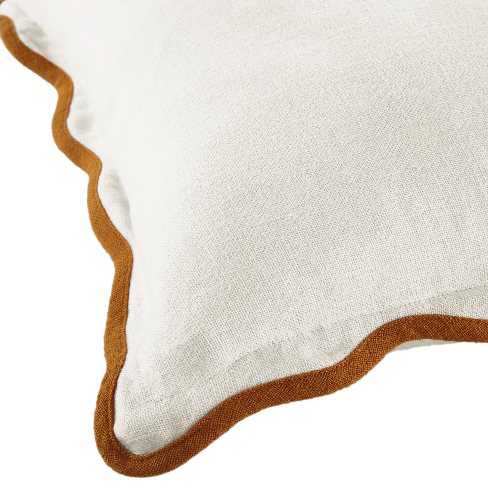 Evie Linen Butterscotch Scalloped Square Pillow