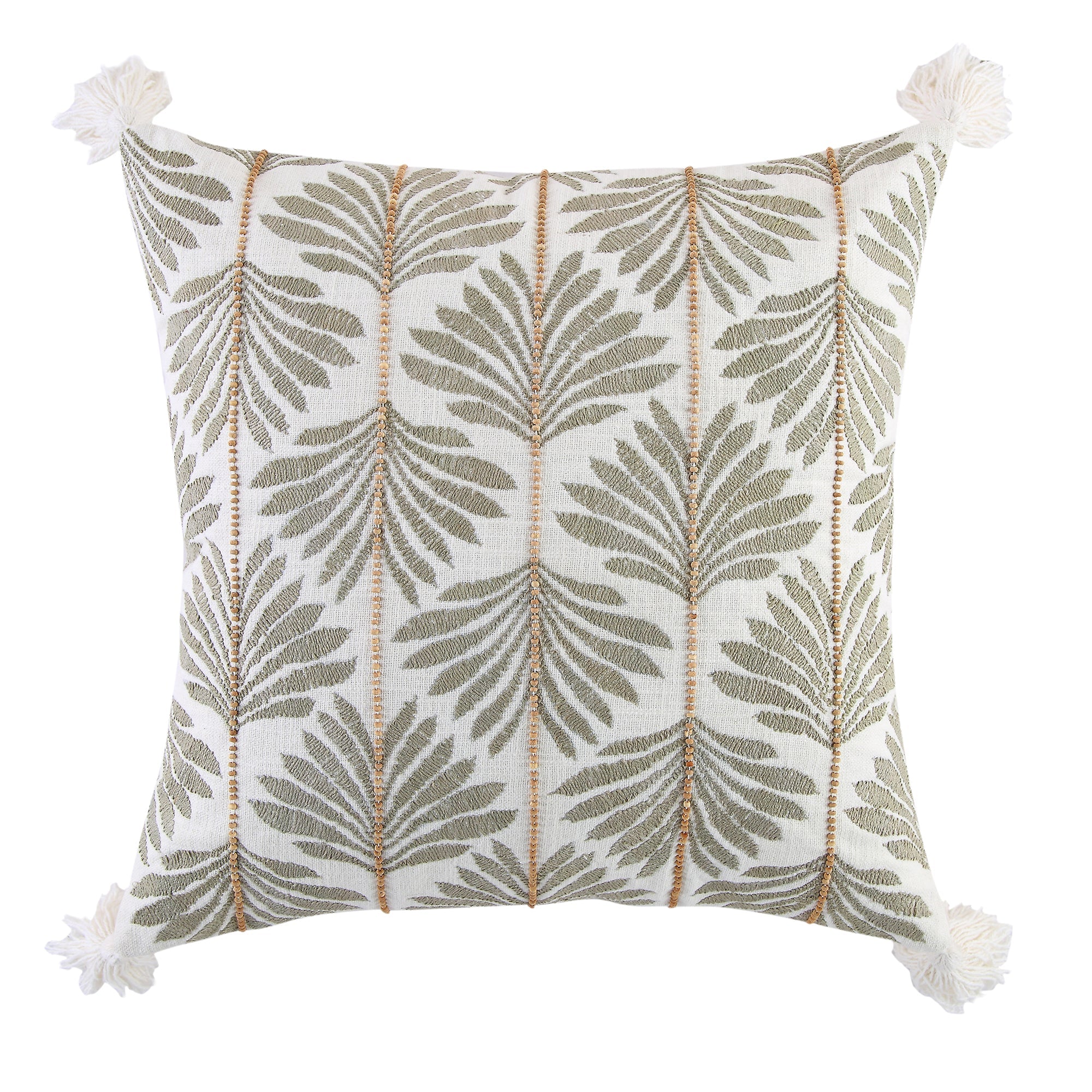 Vine Collection Japonica Hand Embroidered Beaded Pillow