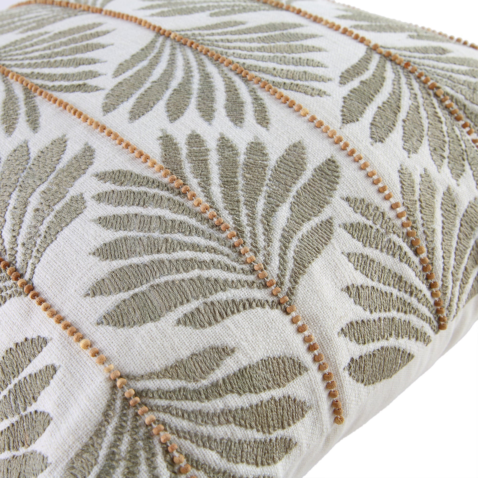 Vine Collection Japonica Hand Embroidered Beaded Pillow