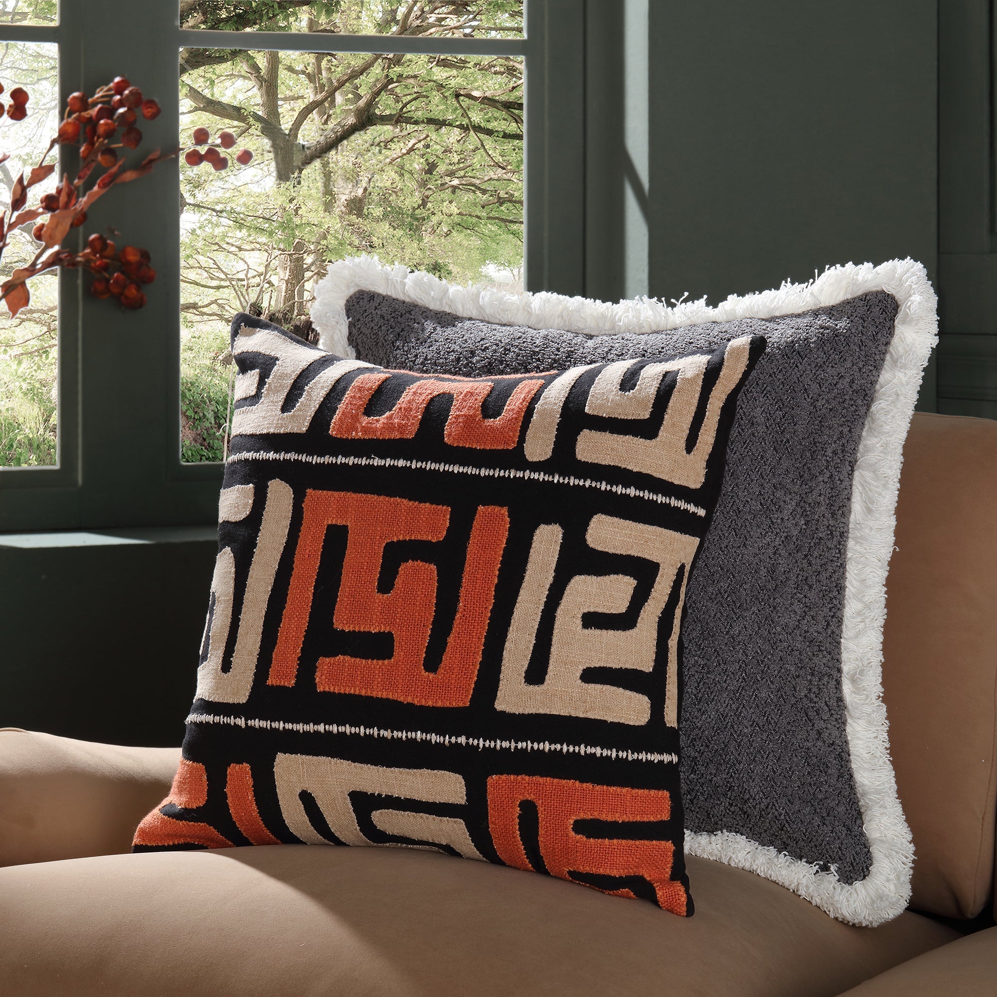 Javari Burnt Terracotta Appliqué Pillow