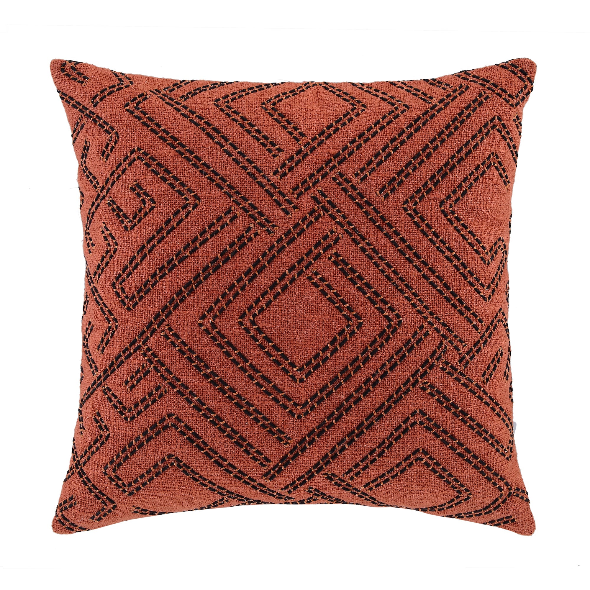 Javari Burnt Terracotta Cord Stitched Pillow