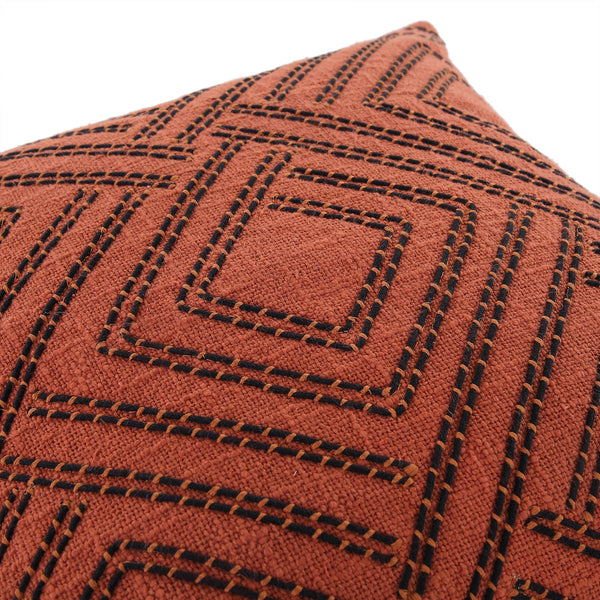 Javari Burnt Terracotta Cord Stitched Pillow