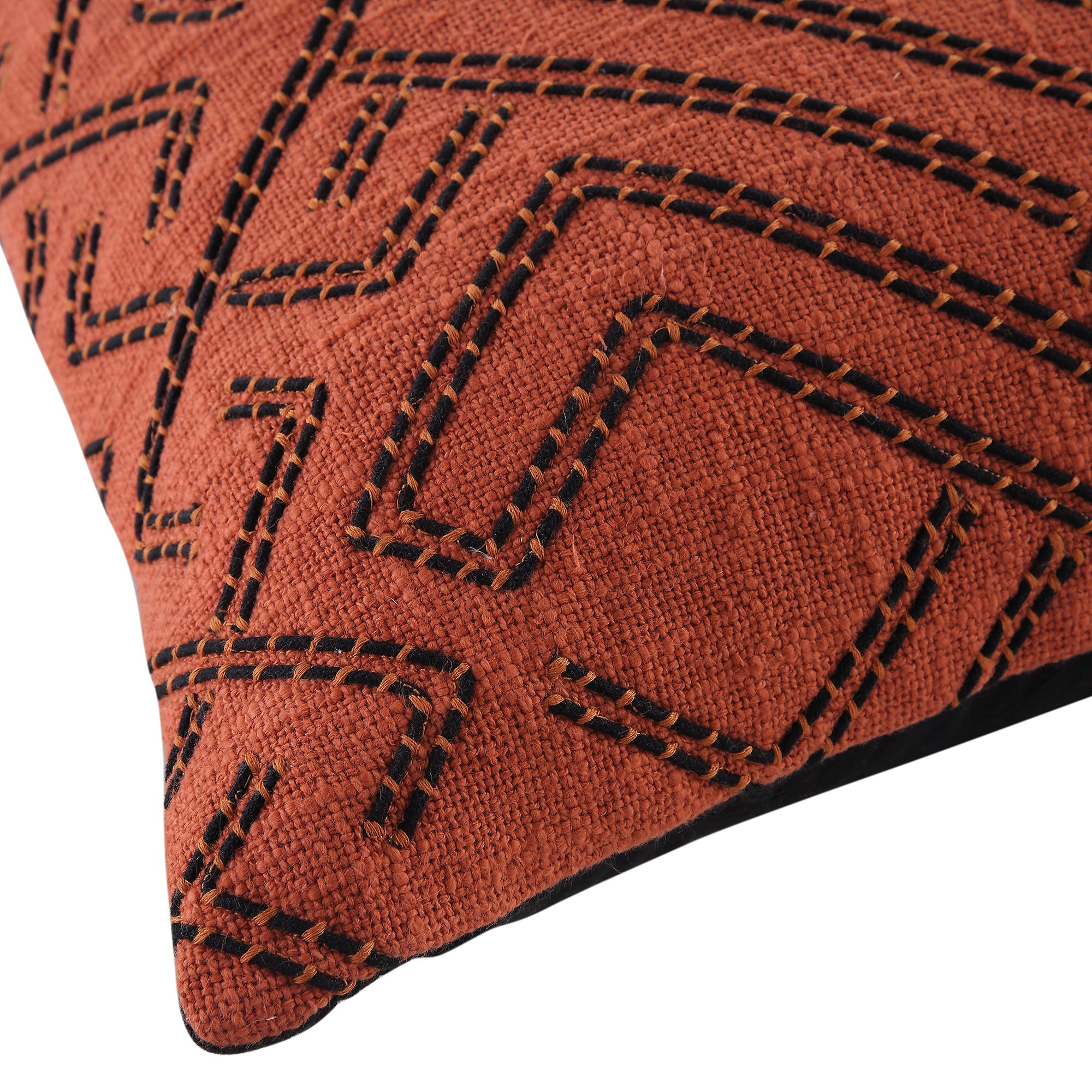 Javari Burnt Terracotta Cord Stitched Pillow