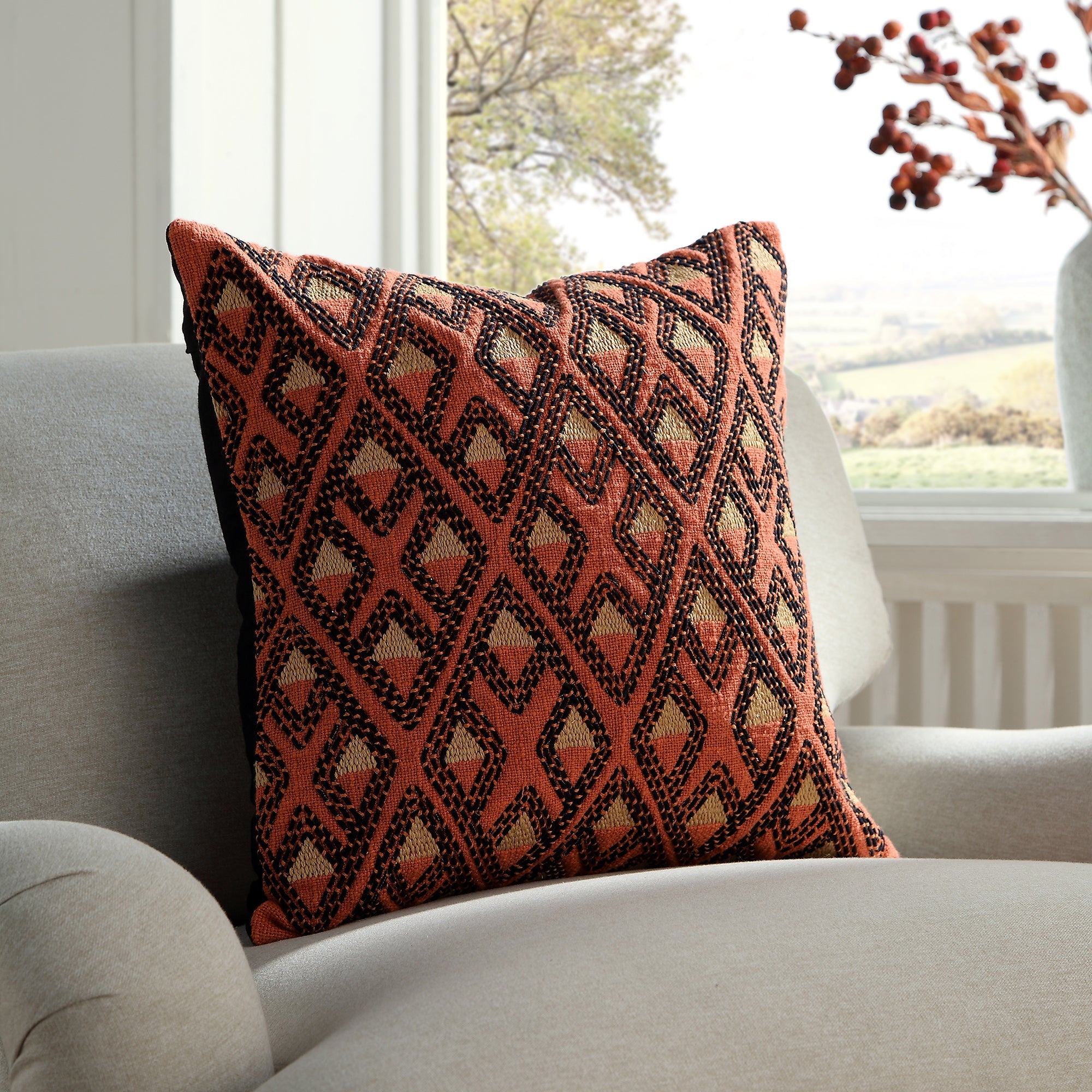 Javari Burnt Terracotta Stitched Pillow