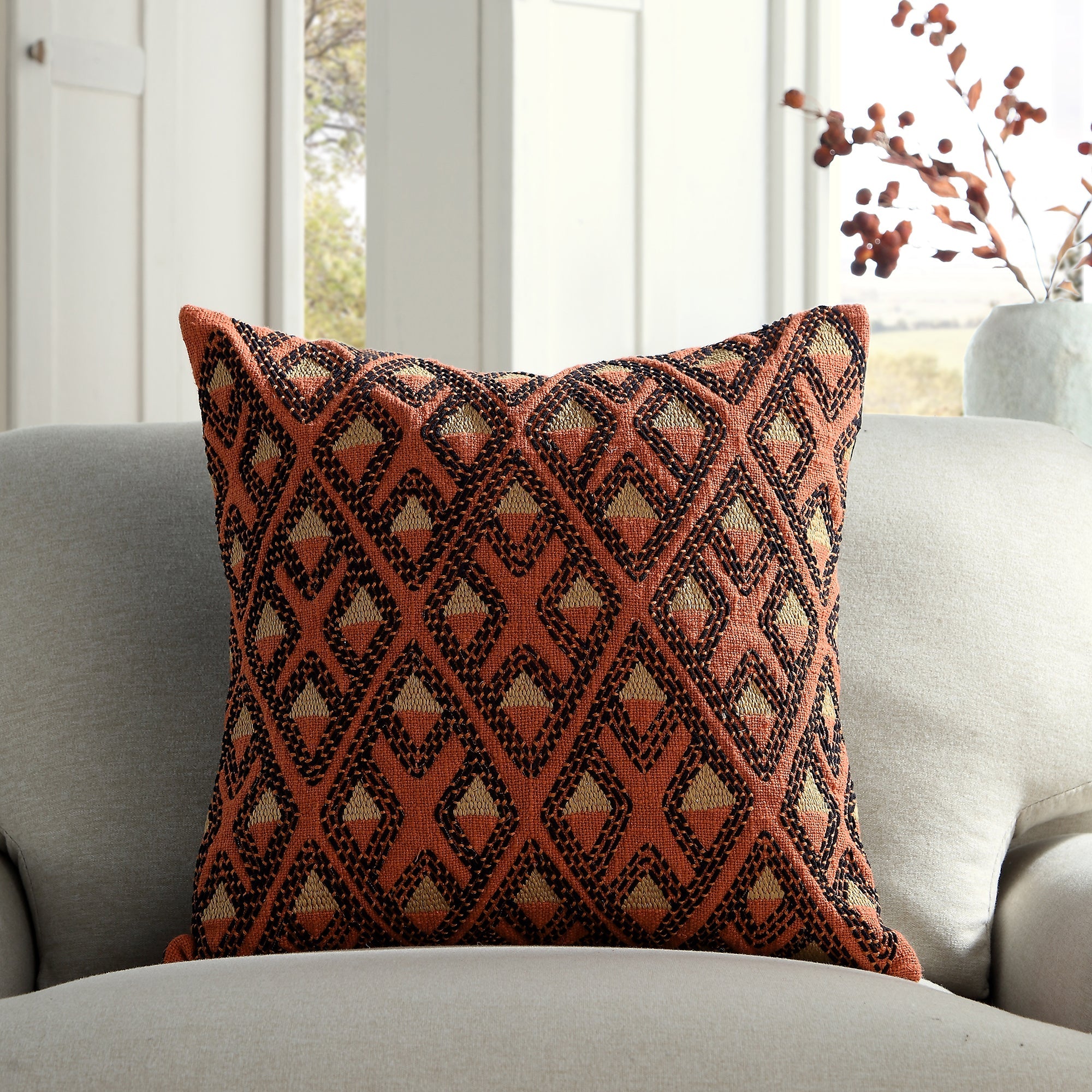 Javari Burnt Terracotta Stitched Pillow