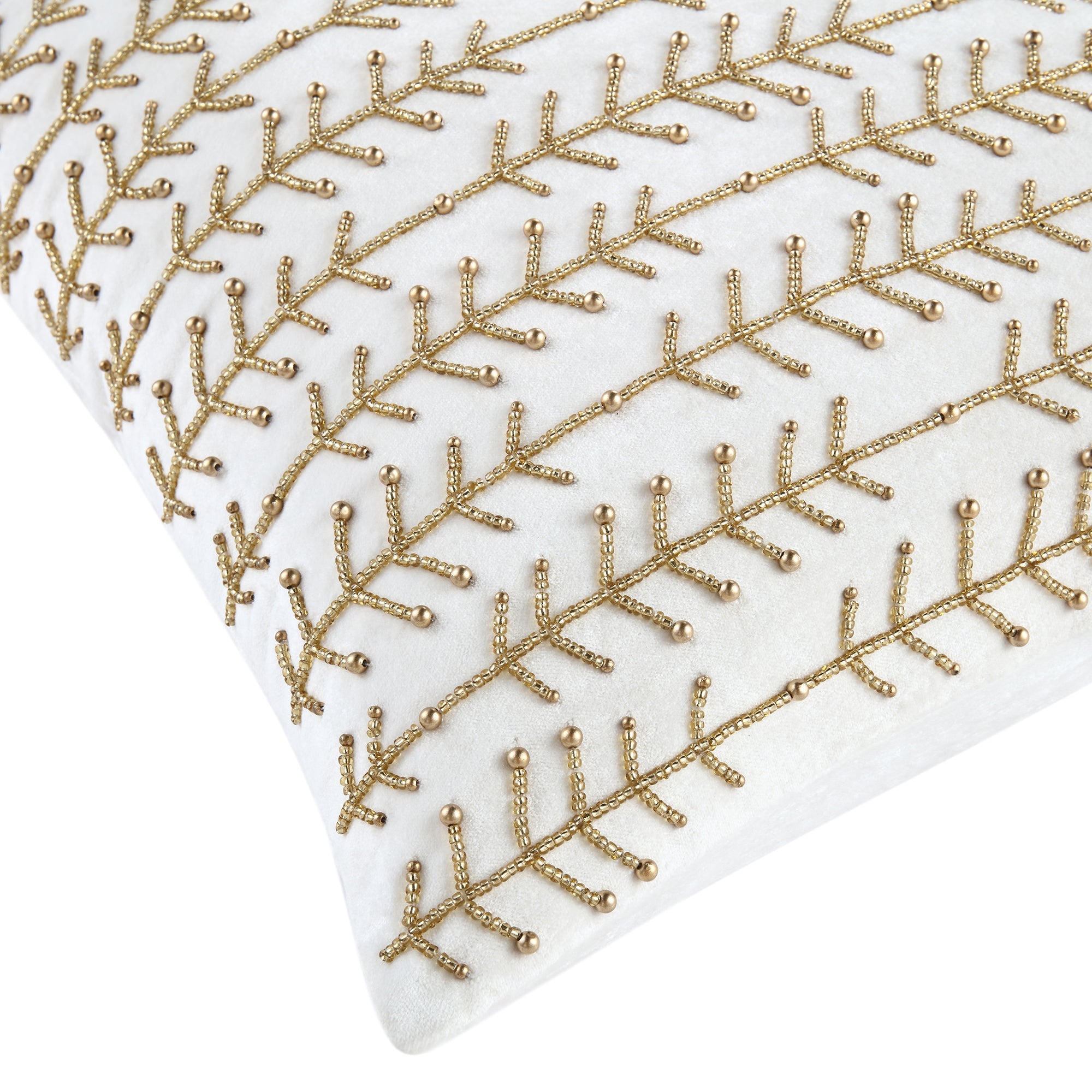 Luxe Collection Linear Stem Hand Beaded Velvet Pillow