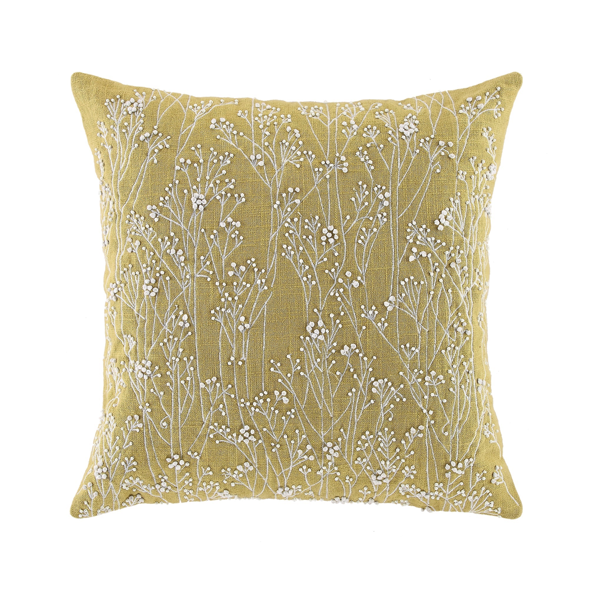 Meadow Hand Beaded and Embroidered Corn Yellow Pillow