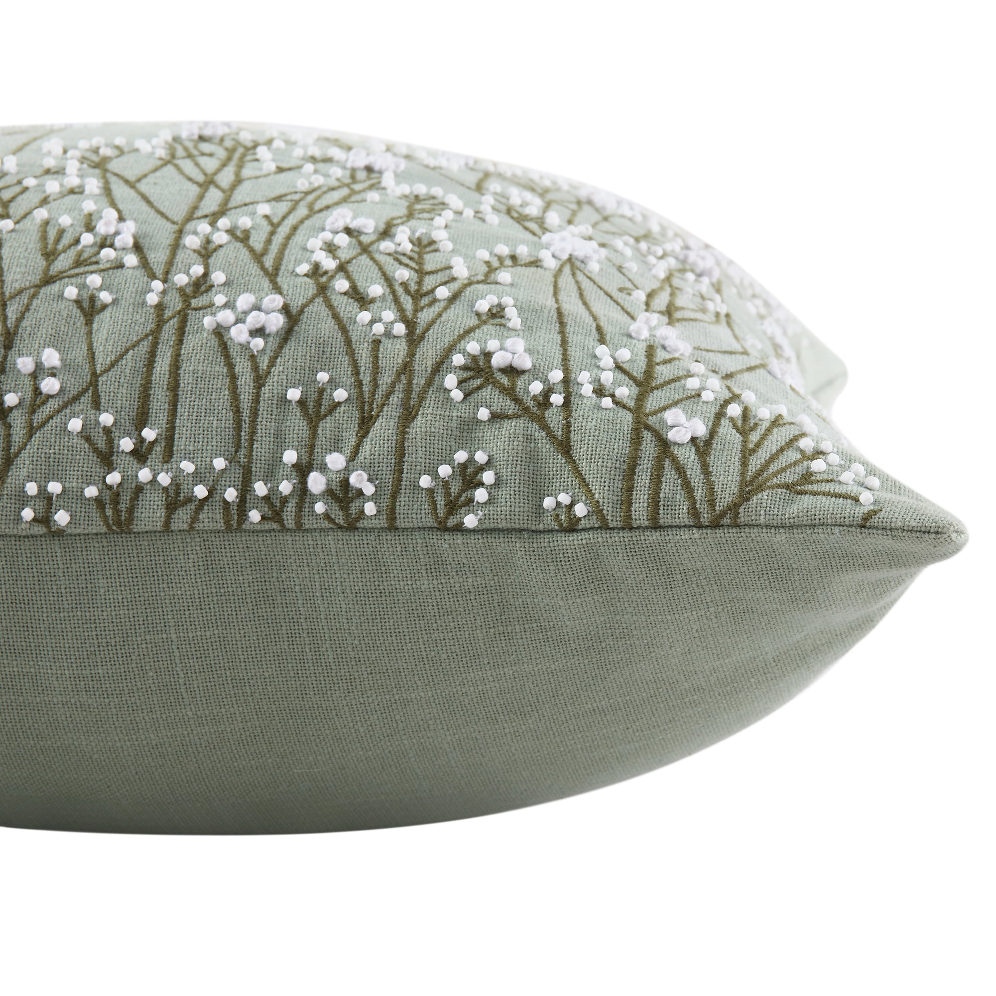 Meadow Hand Beaded and Embroidered Sage Green Pillow