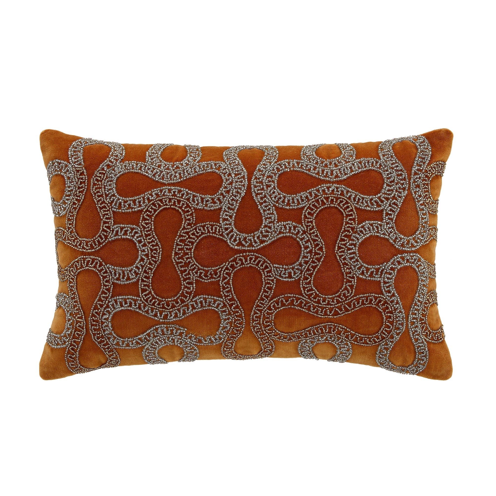 Luxe Collection Orla Hand Beaded Apricot Cotton Velvet Pillow