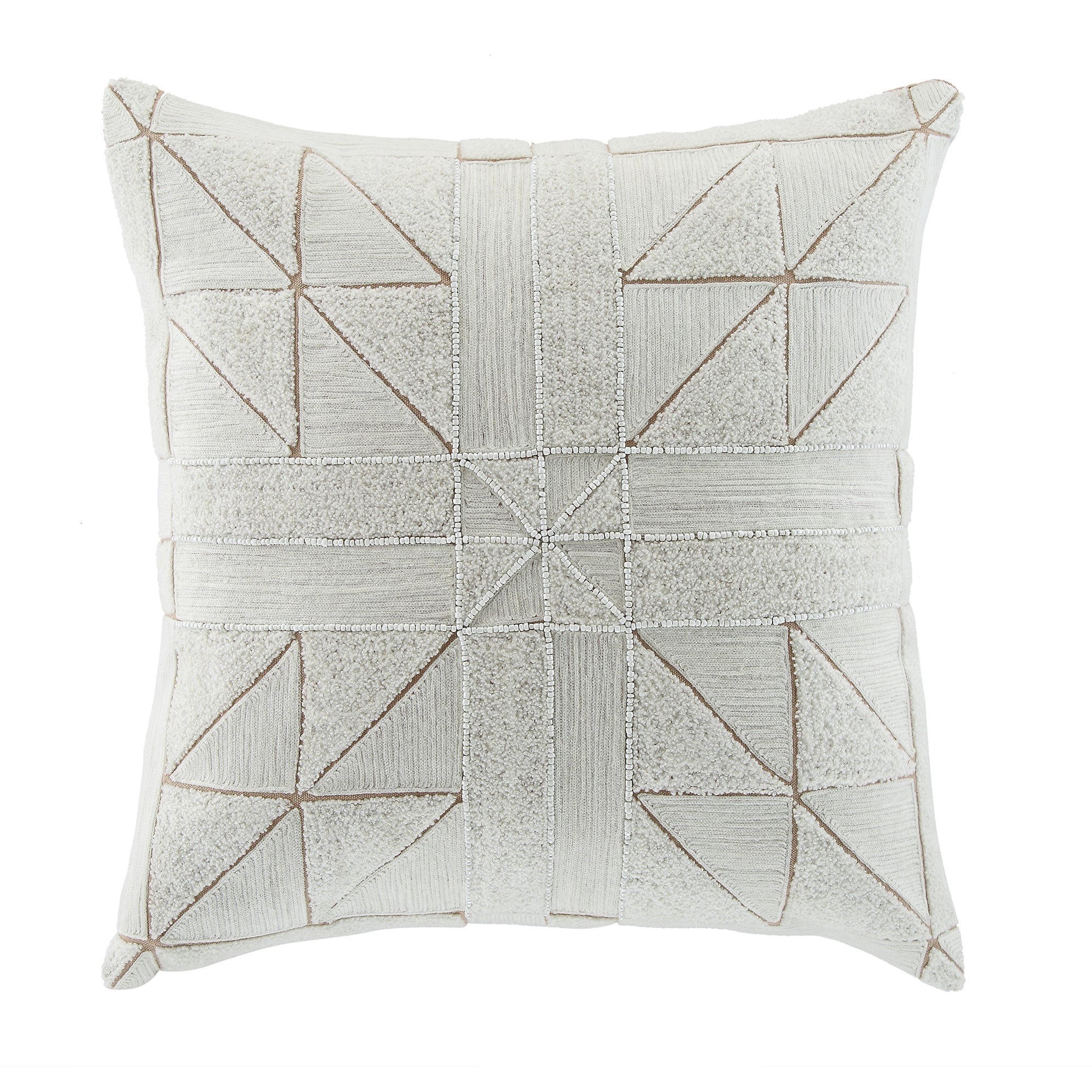 Luxe Collection Victoria Bouclé Patchwork Hand Beaded Pillow