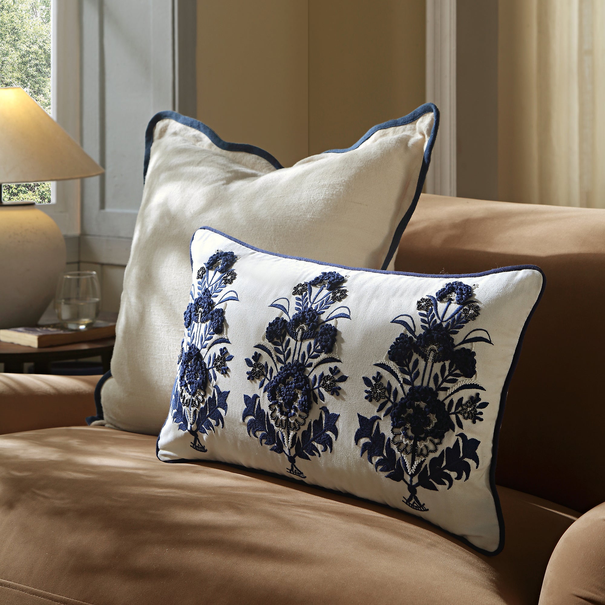 Indigo Collection Saphira Floral Rectangular Pillow