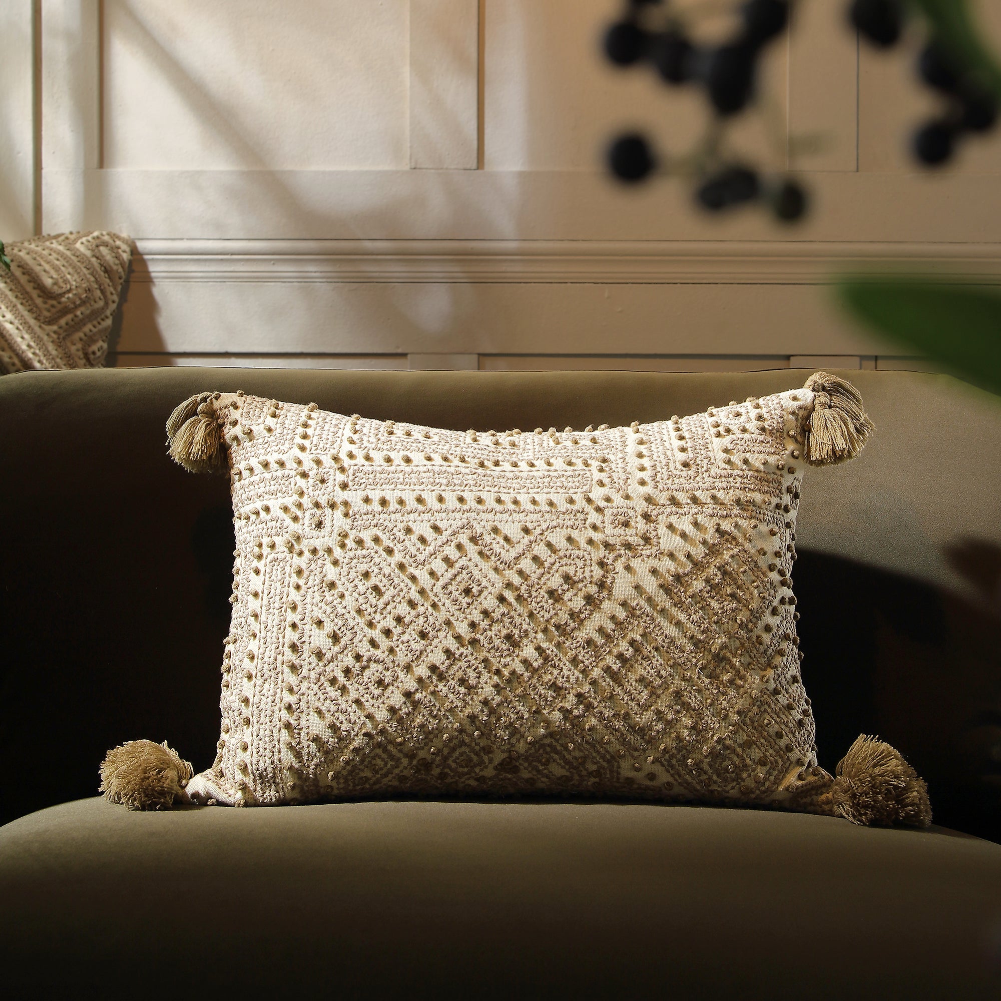 Boho Collection Savannah French Knot Tassel Pillow