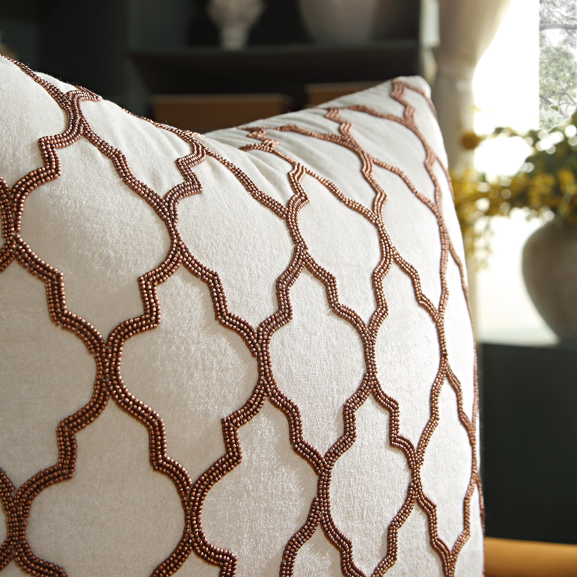 Luxe Collection Trellis Hand Beaded Pillow