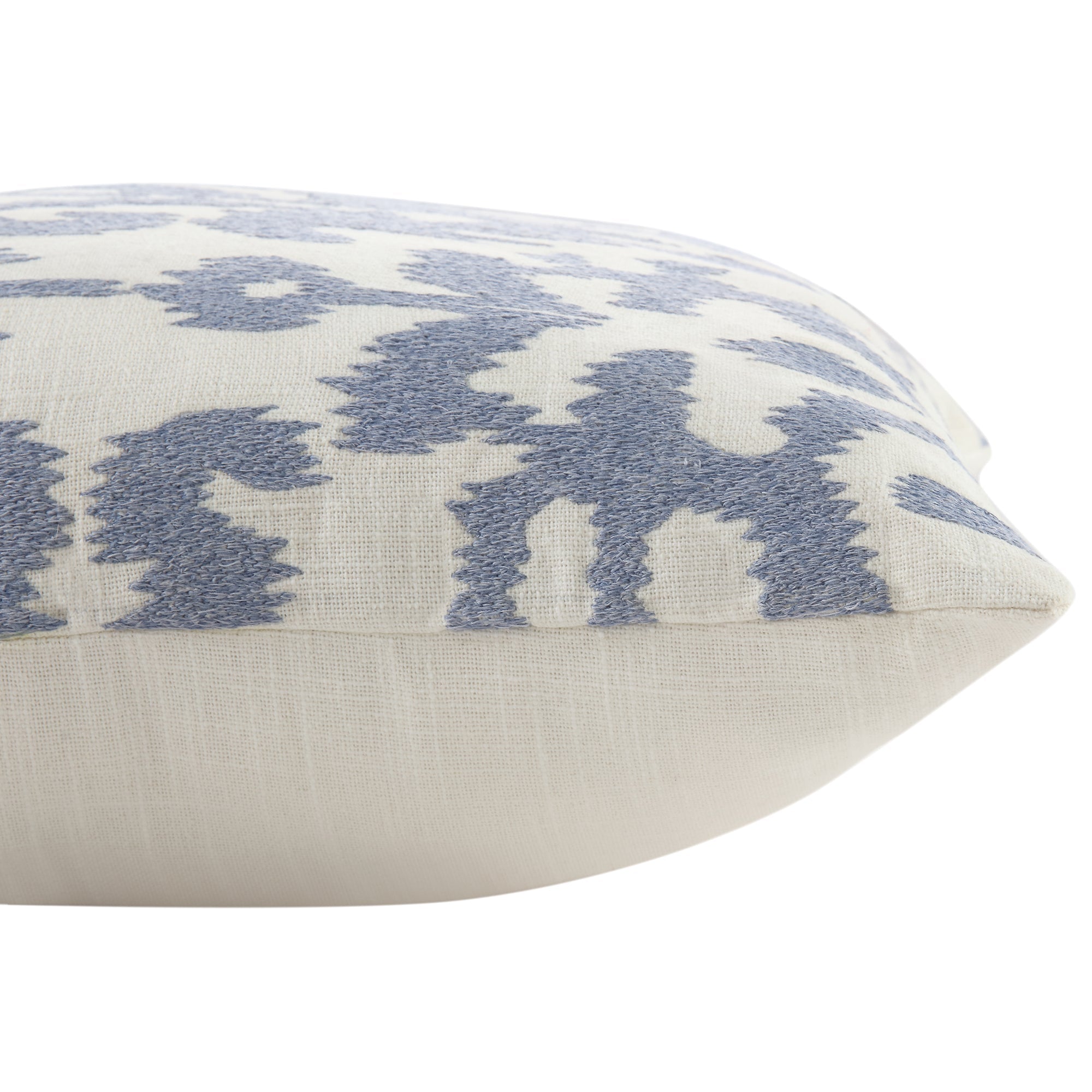 Ikat Collection Dusty Blue Hand Embroidered Pillow