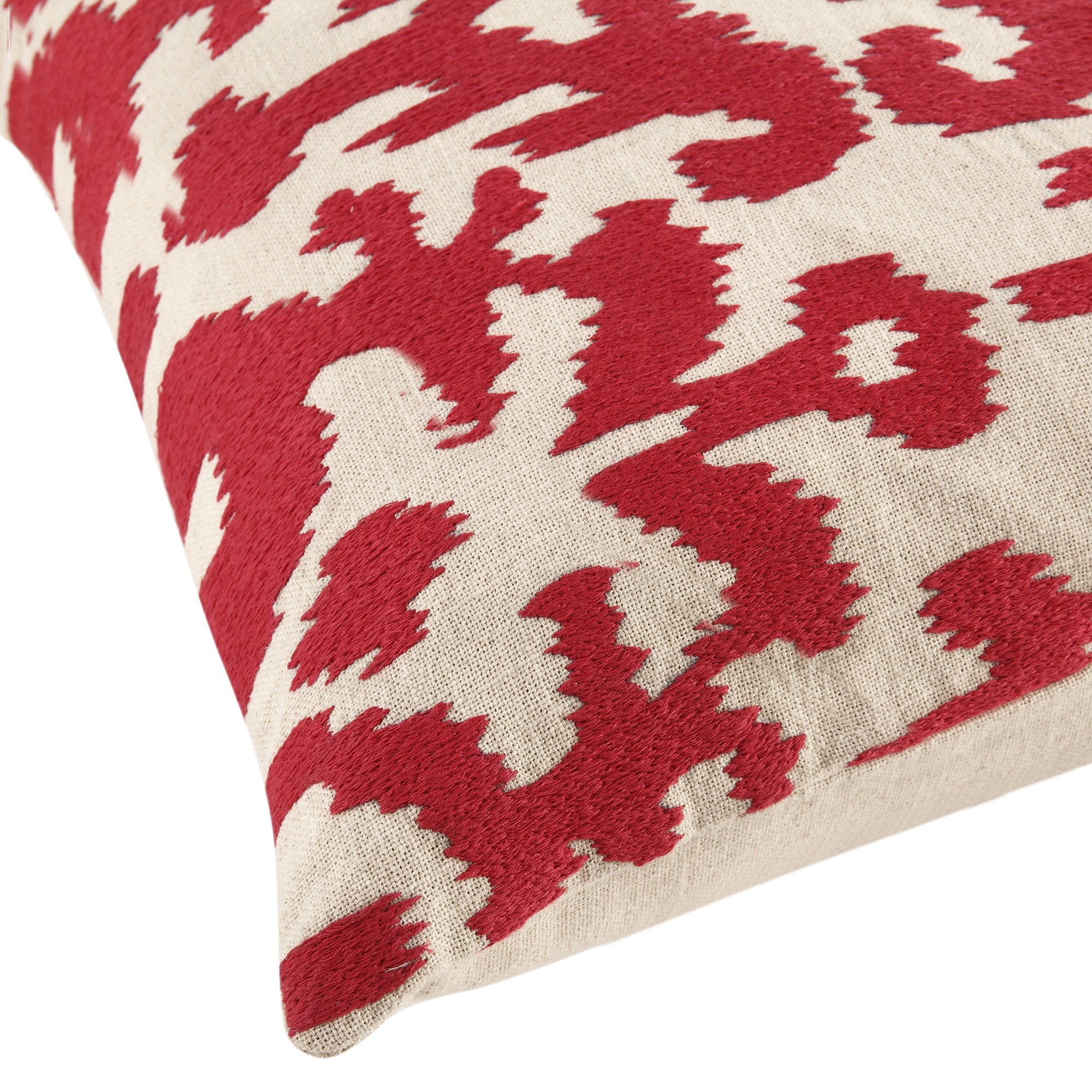 Ikat Collection Fuchsia Hand Embroidered Pillow