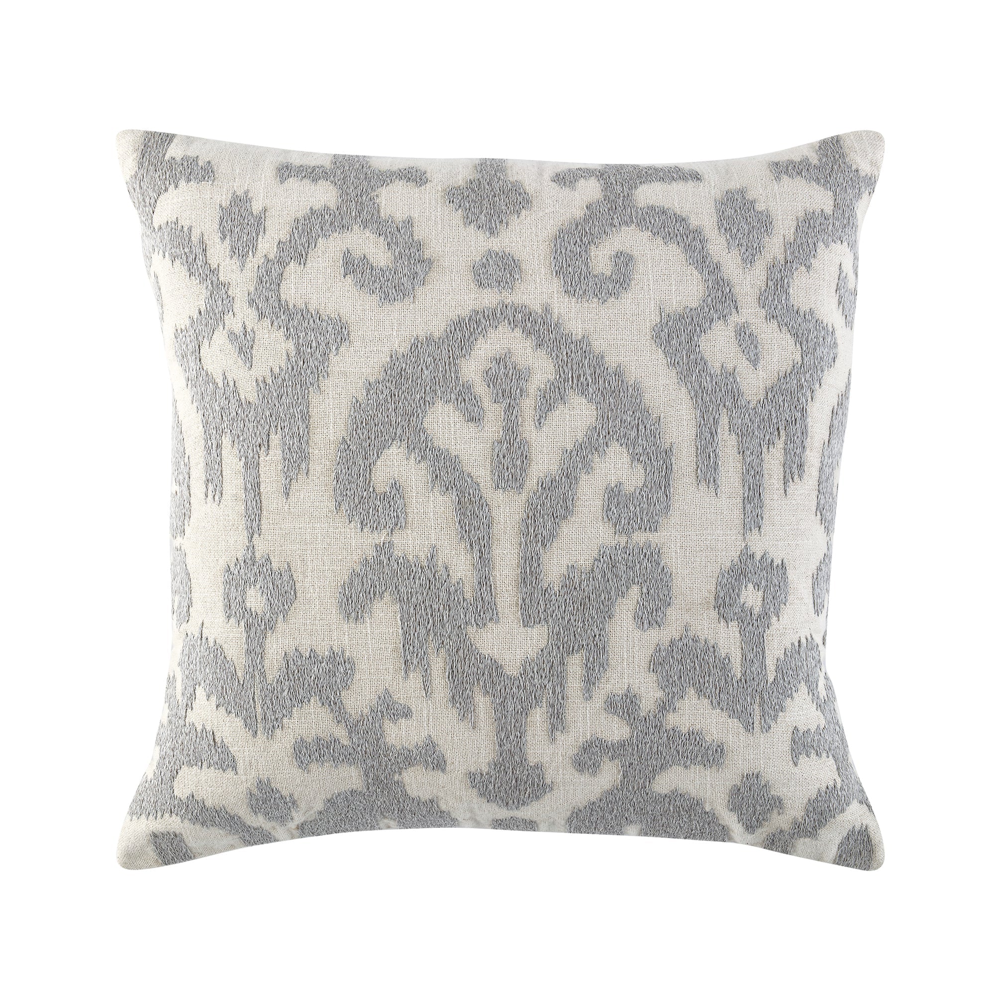 Ikat Collection Lunar Grey Hand Embroidered Pillow