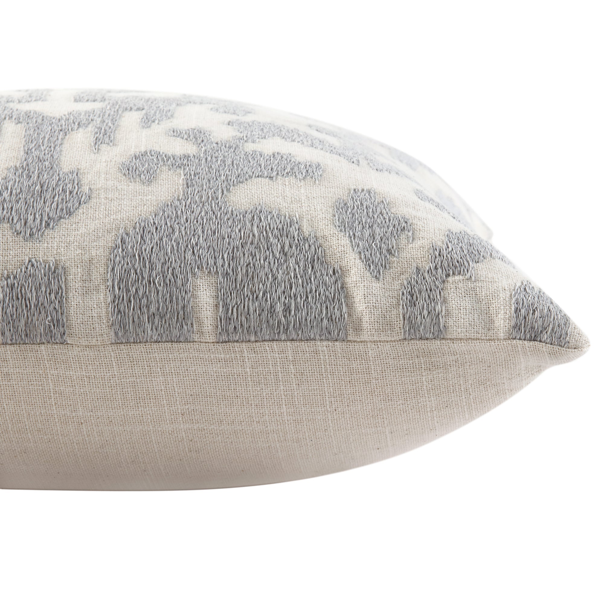 Ikat Collection Lunar Grey Hand Embroidered Pillow