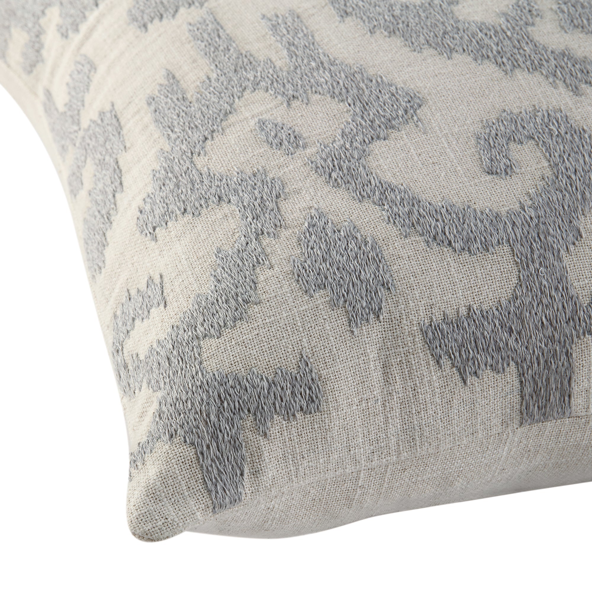 Ikat Collection Lunar Grey Hand Embroidered Pillow