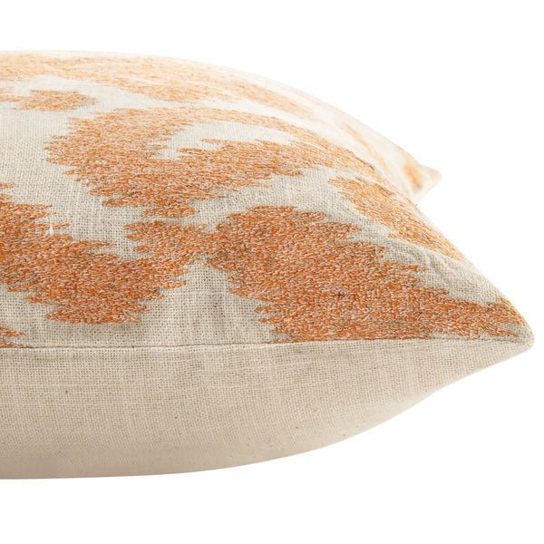 Ikat Collection Papaya Orange Hand Embroidered Pillow