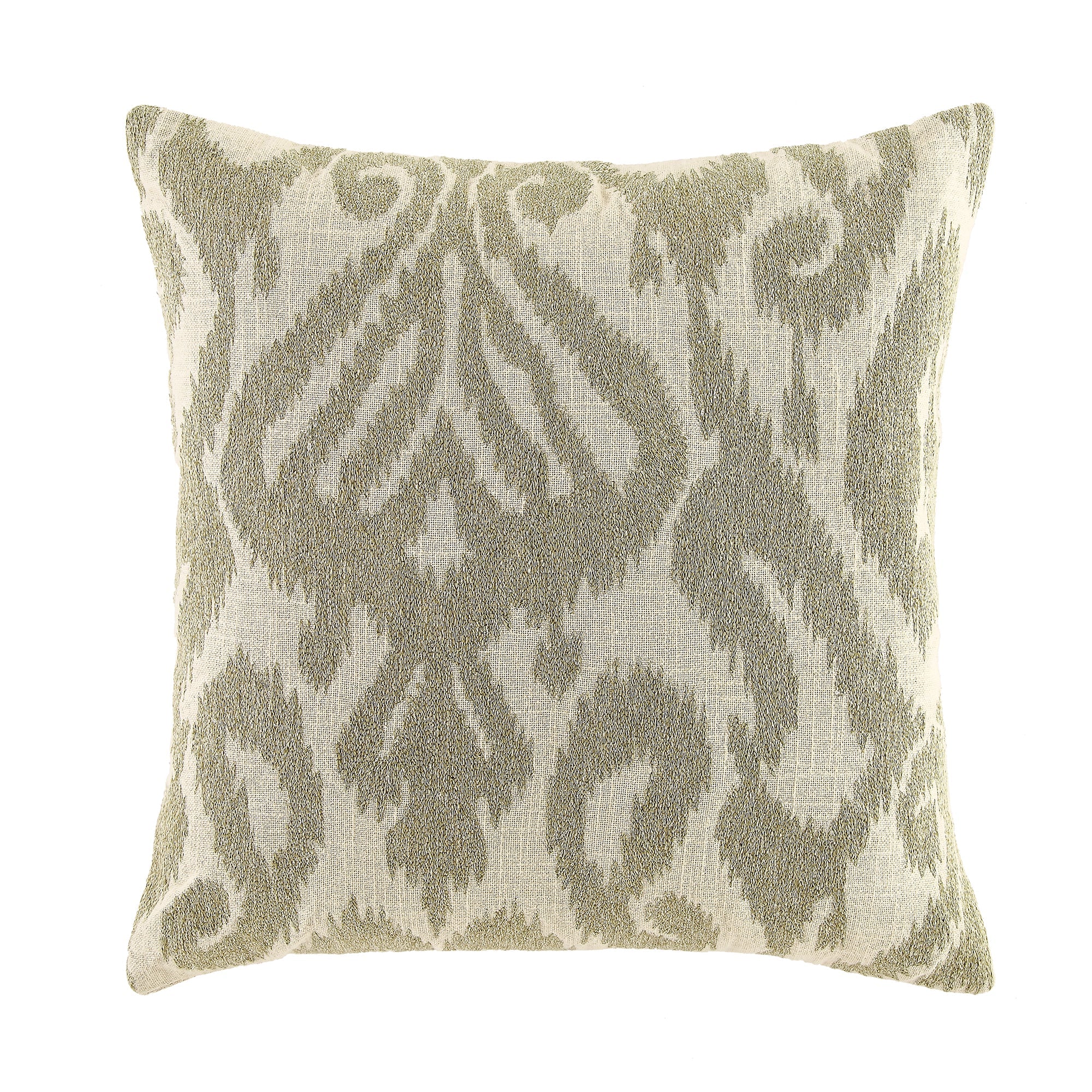 Ikat Collection Sage Green Hand Embroidered Pillow