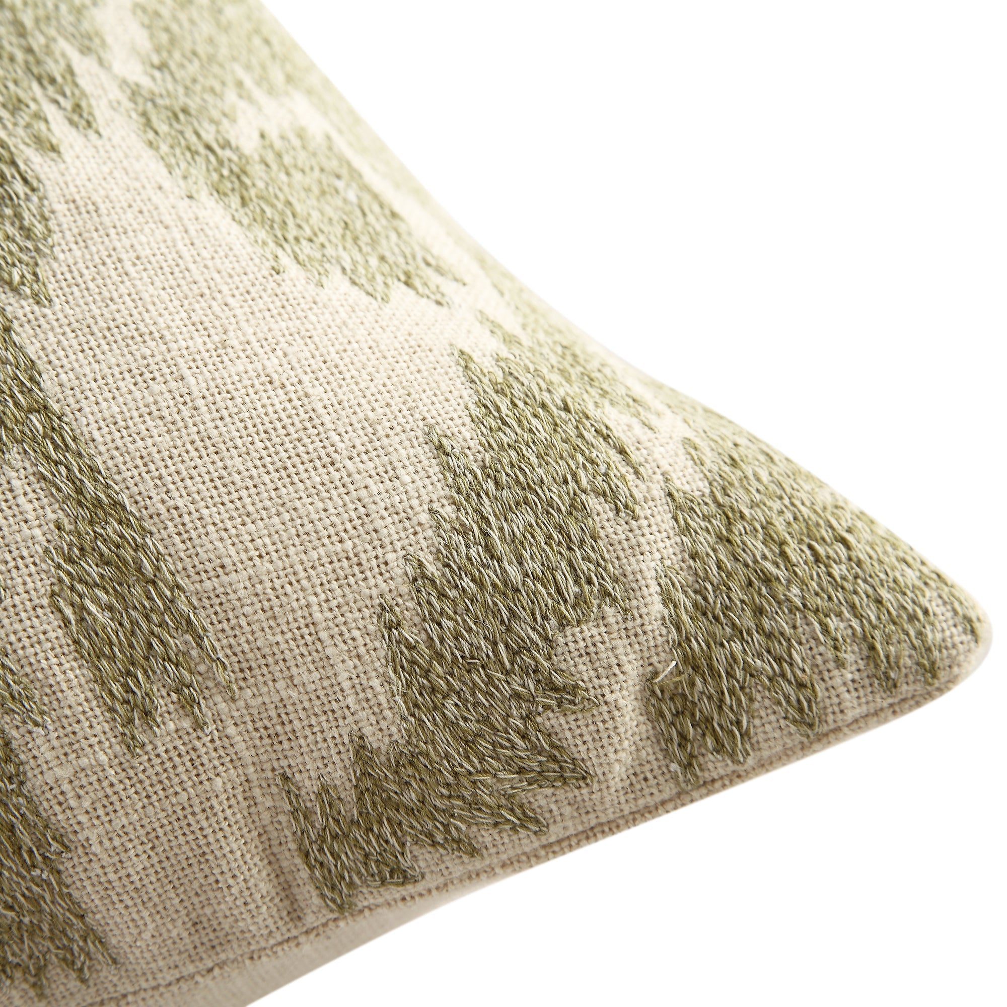 Ikat Collection Sage Green Hand Embroidered Pillow