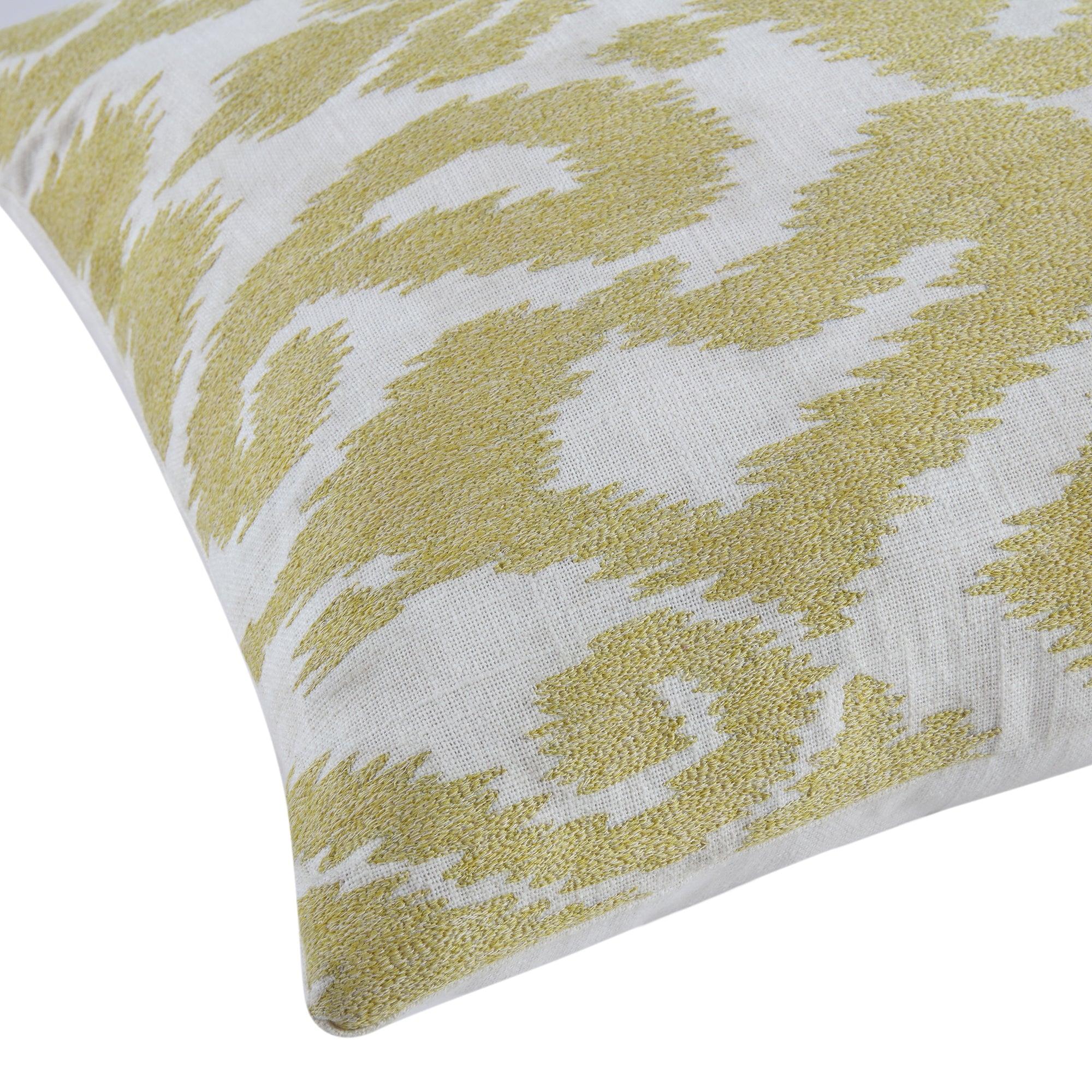 Ikat Collection Corn Yellow Hand Embroidered Pillow