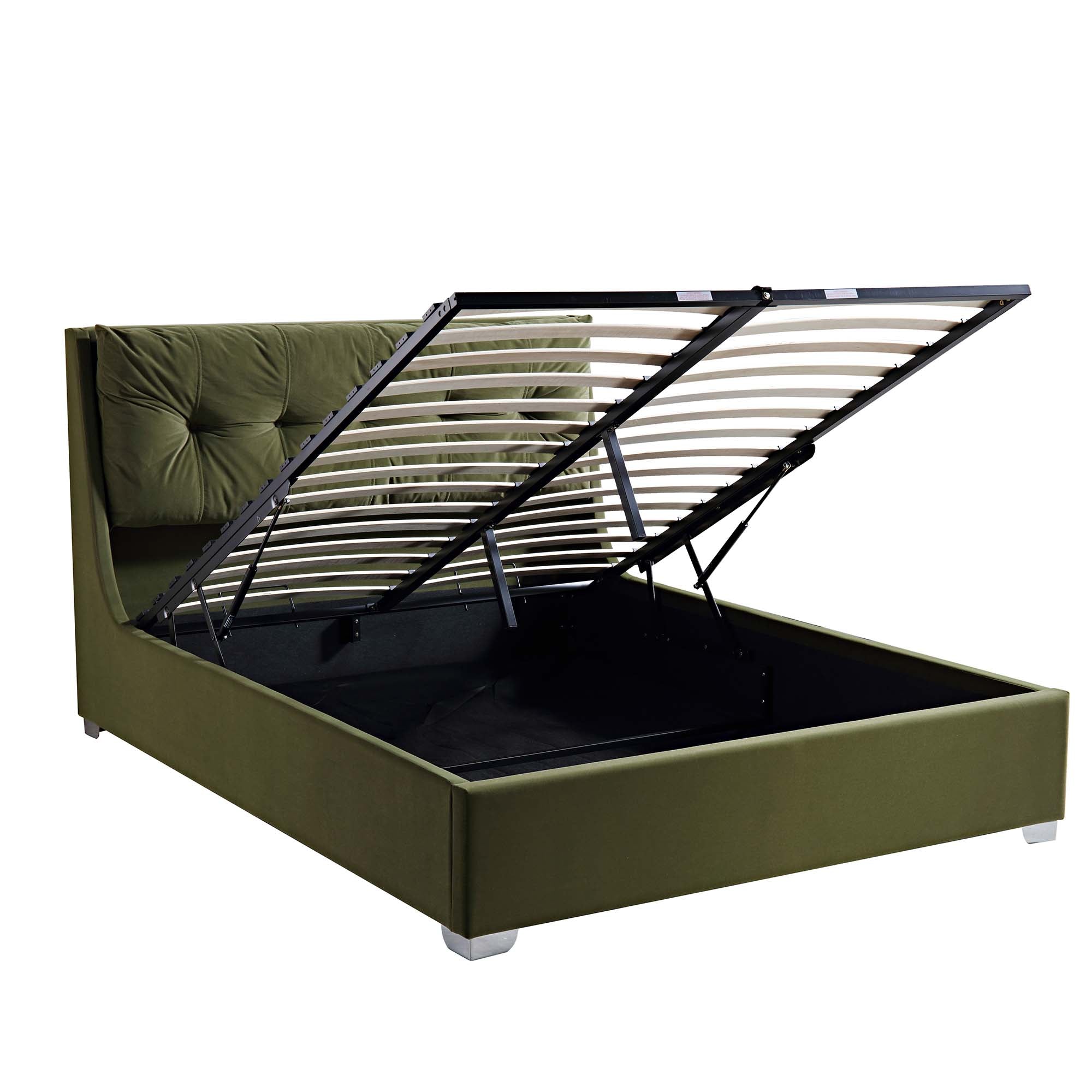 Hadley Moss Green Velvet Ottoman Storage Bed