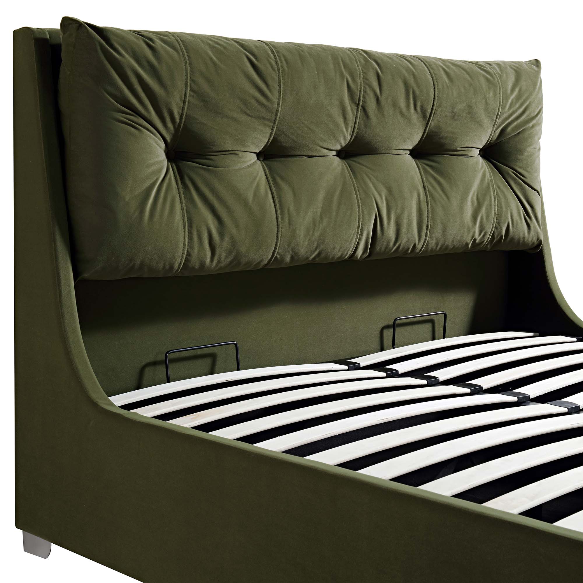 Hadley Moss Green Velvet Ottoman Storage Bed