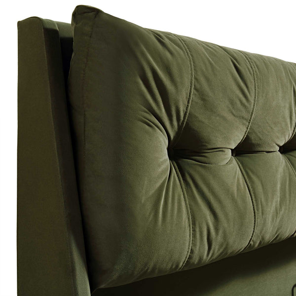 Hadley Moss Green Velvet Ottoman Storage Bed