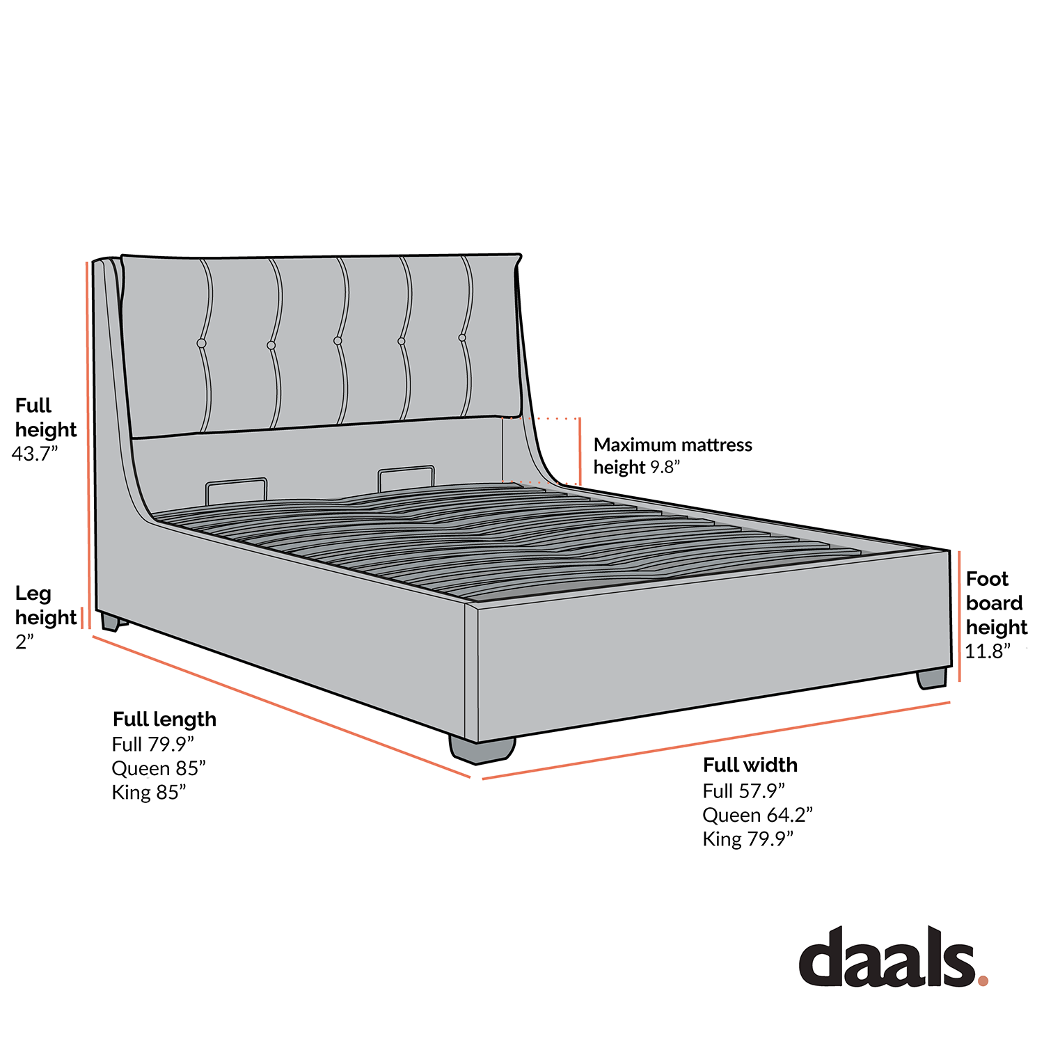 Hadley Stone Fabric Ottoman Storage Bed