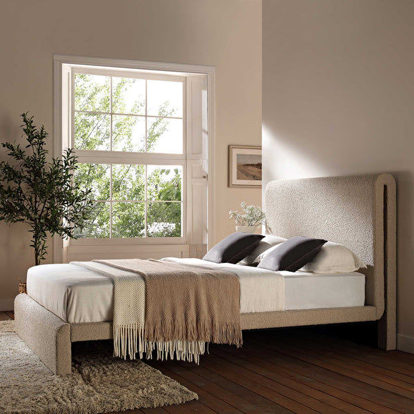 Hampstead Taupe Boucle Curved Bed