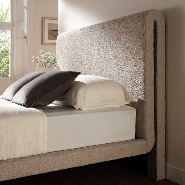 Hampstead Taupe Boucle Curved Bed