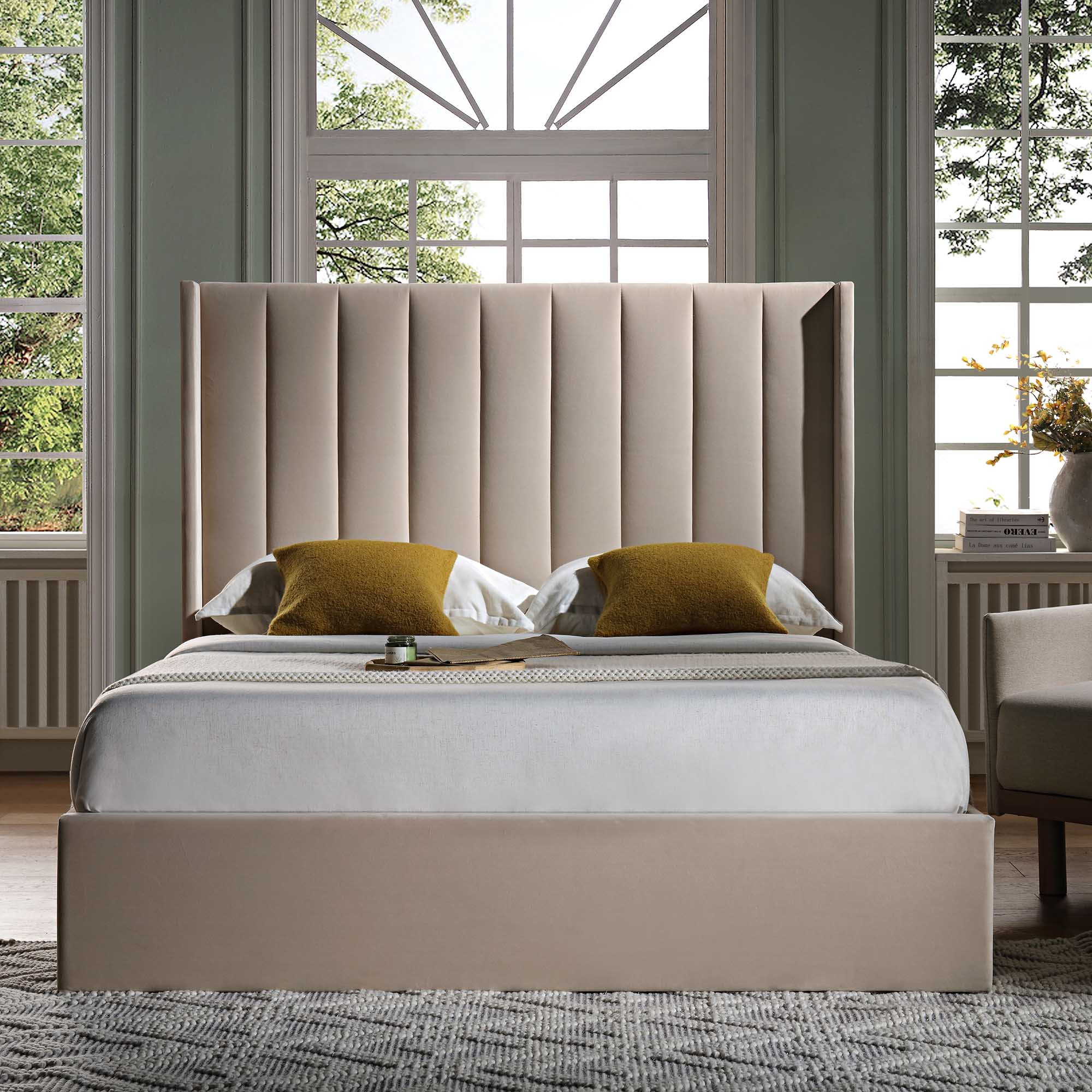 Wilton Champagne Velvet Ottoman Storage Bed