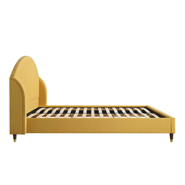 Eleanor Sunflower Yellow Fabric Upholstered Bed Frame with Domed Headboard