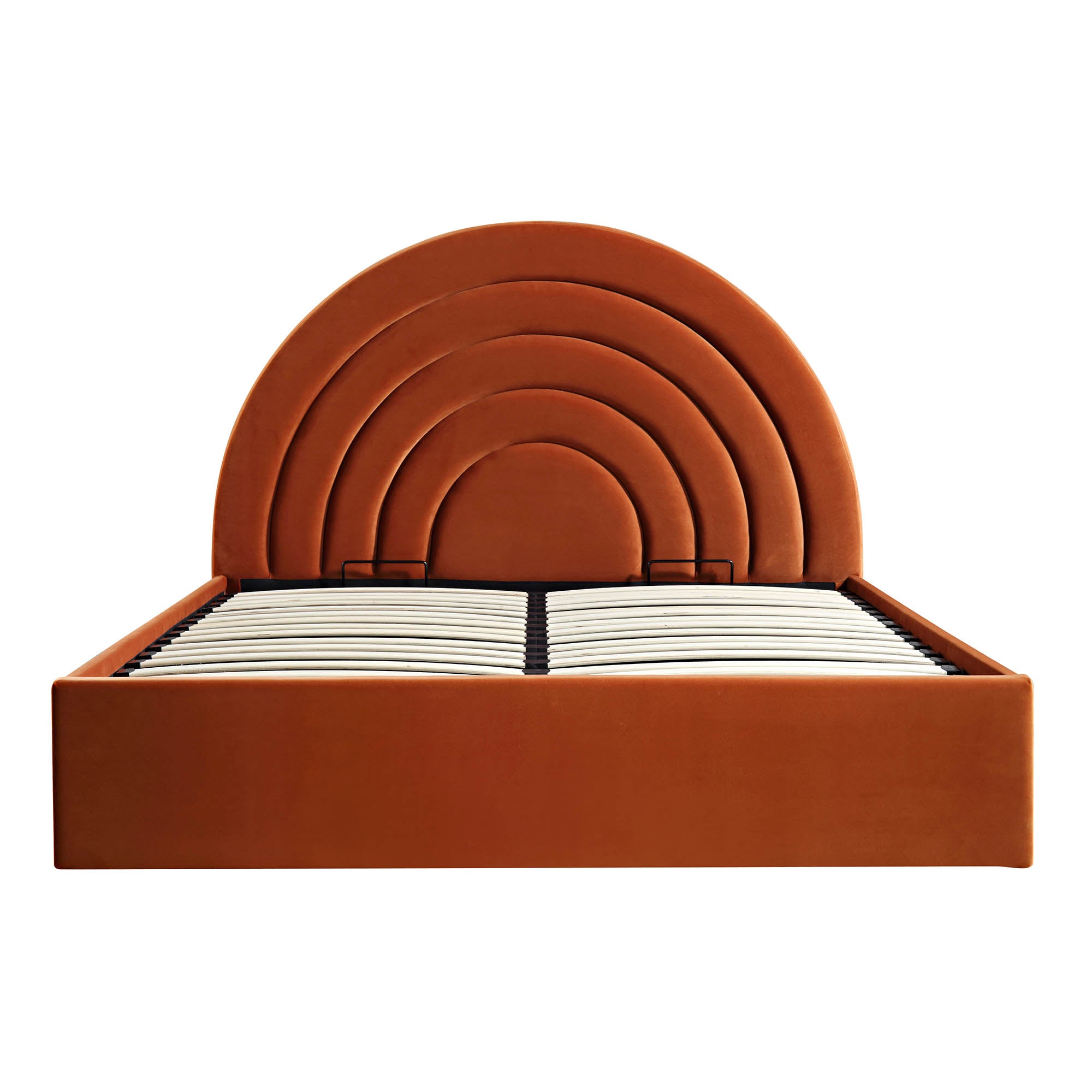 Archer Rust Velvet Ottoman Storage Bed