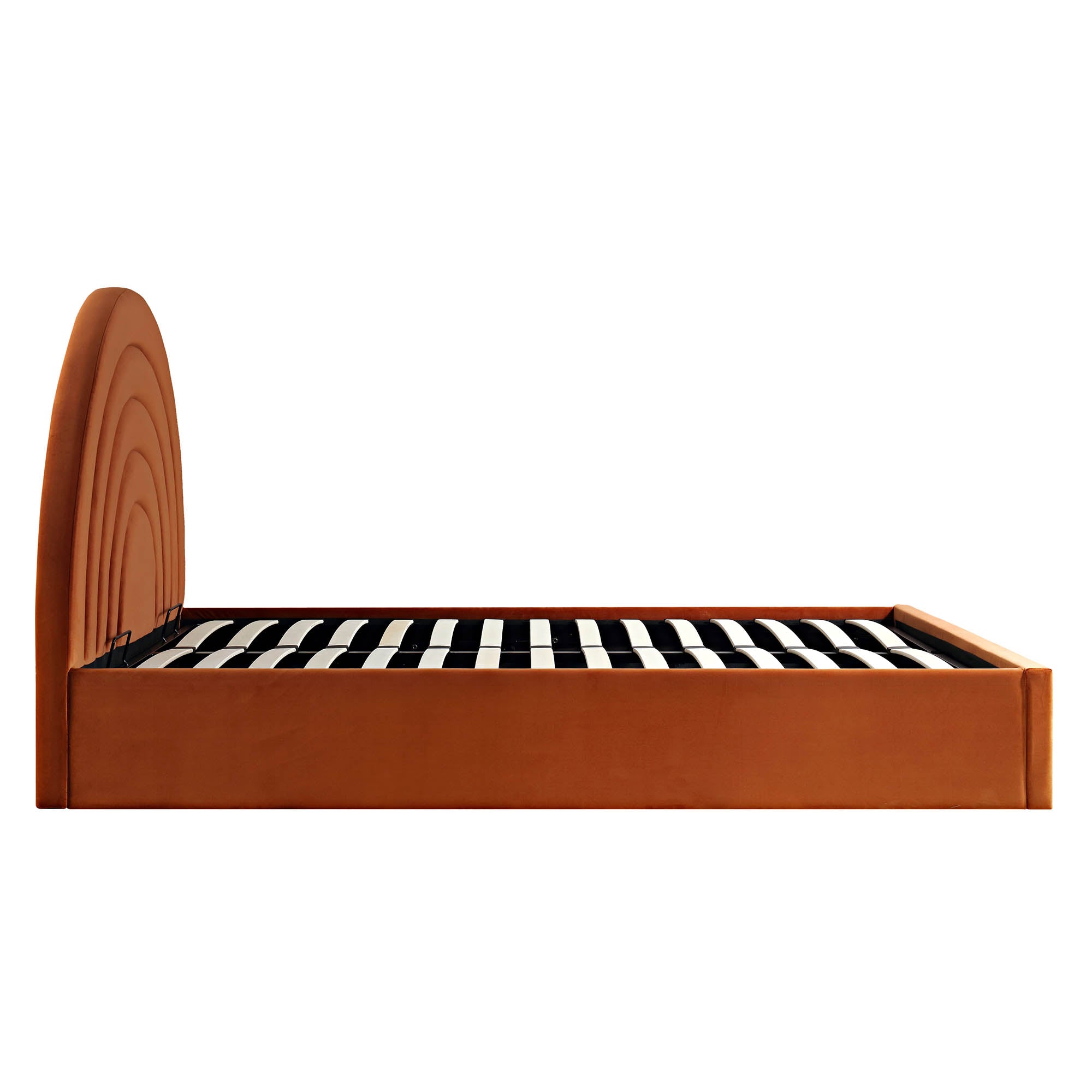 Archer Rust Velvet Ottoman Storage Bed